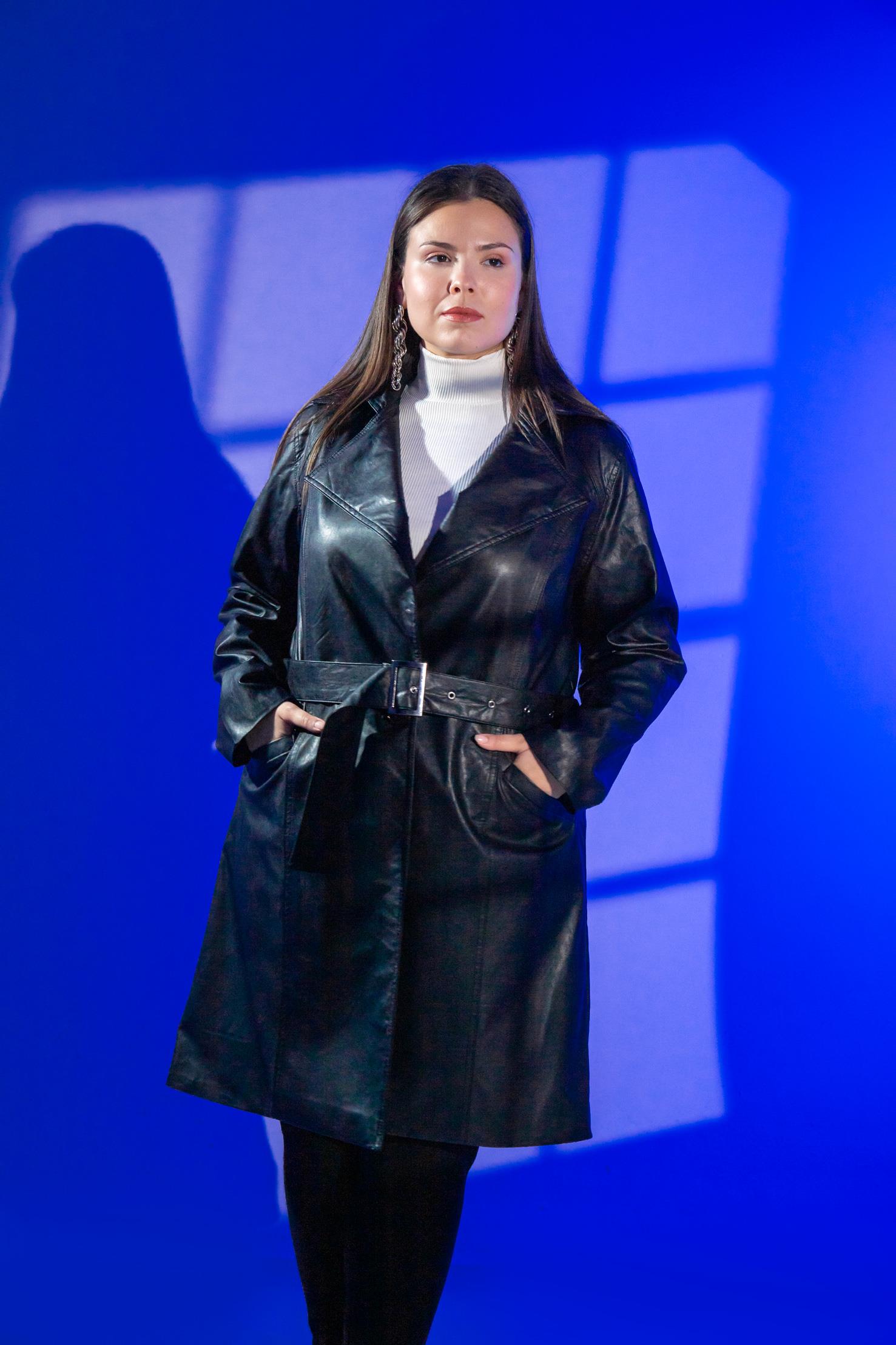 Büyük Beden Oscar Uzun Deri Ceket Siyah