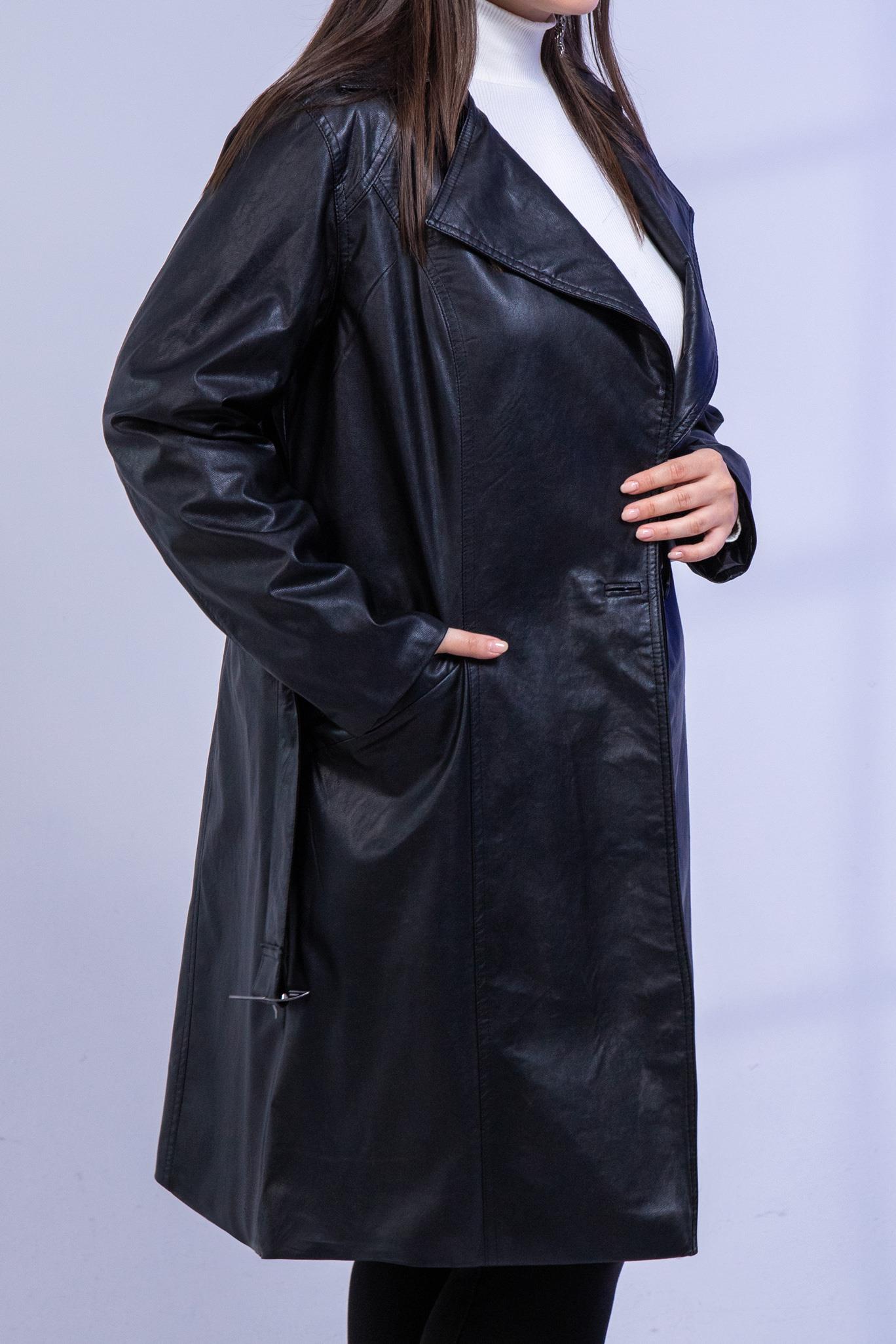 Büyük Beden Oscar Uzun Deri Ceket Siyah