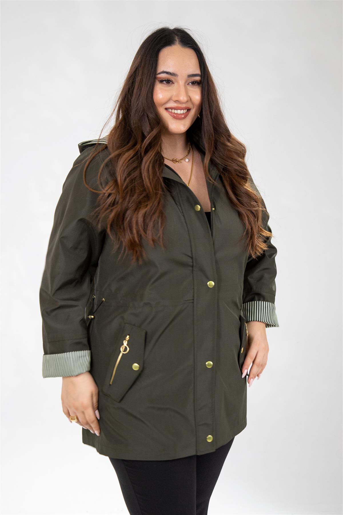 Büyük Beden Thomas Yağmurluk  Haki