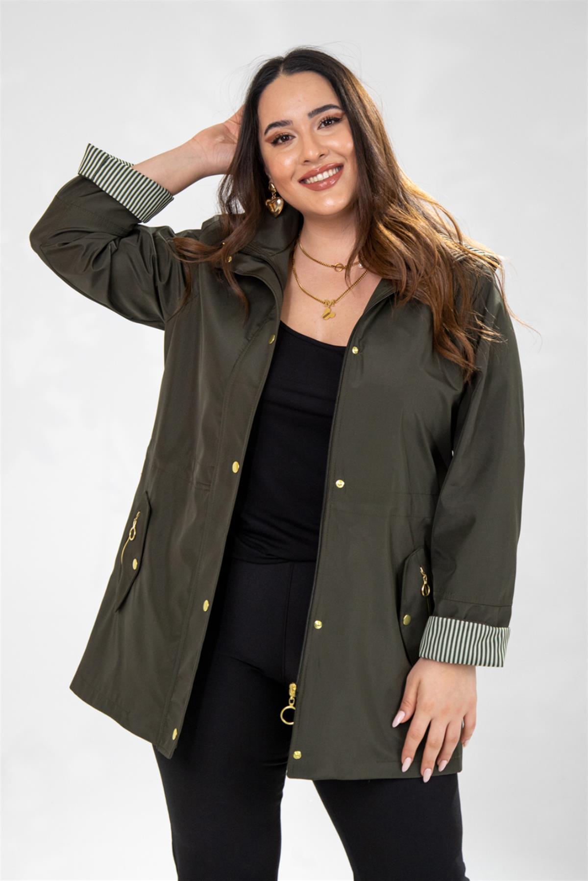 Büyük Beden Thomas Yağmurluk  Haki