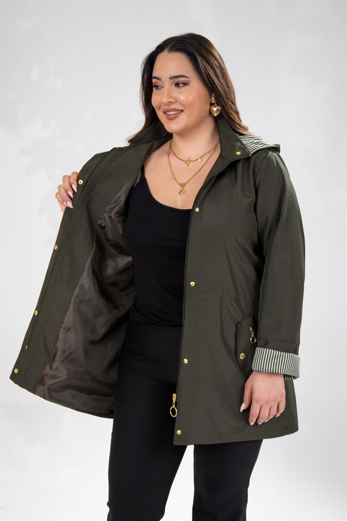 Büyük Beden Thomas Yağmurluk  Haki