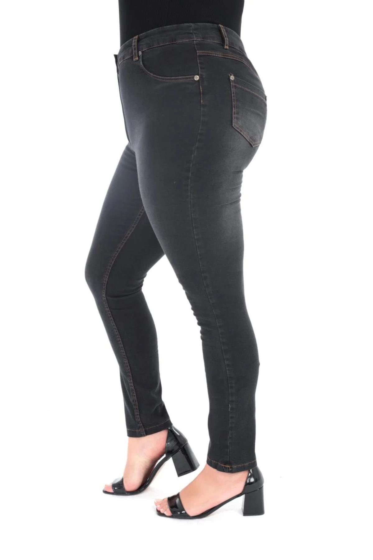 Büyük Beden Zenit Denim Pantolon Siyah
