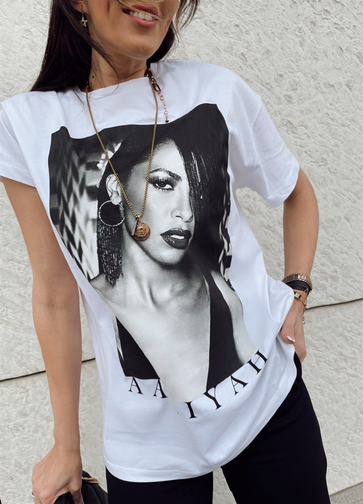 Aliyah Beyaz Tshirt MODAYBUTİKAliyah Beyaz Tshirt 