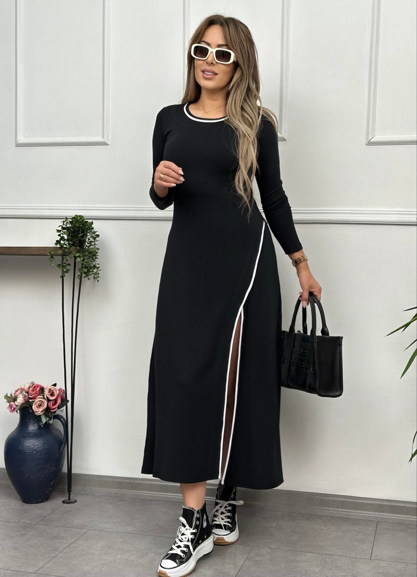 Biyeli Modal Siyah Maxi Boy ElbiseYeni Gelenler ModayBiyeli Modal Siyah Maxi Boy Elbise