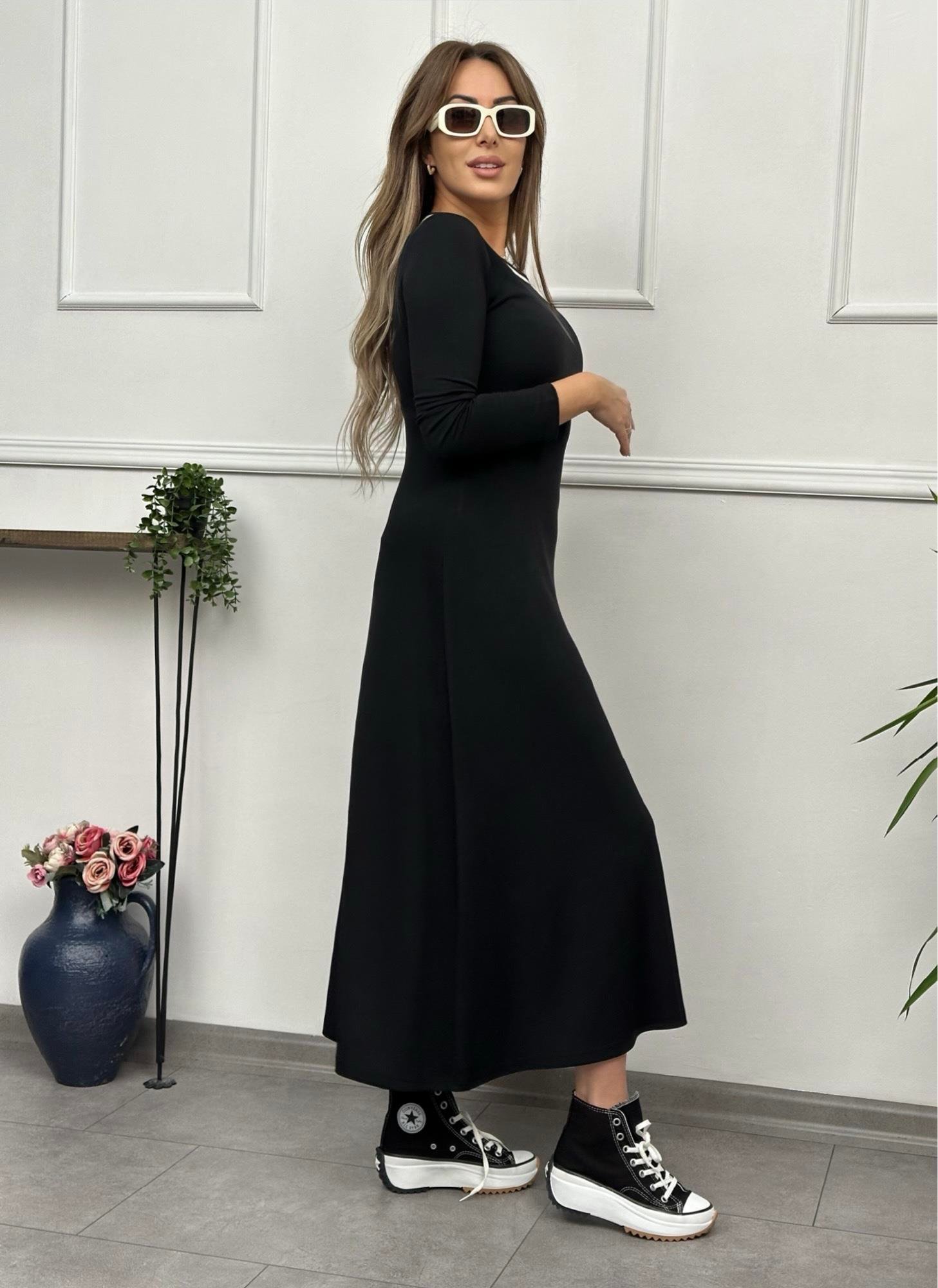 Biyeli Modal Siyah Maxi Boy ElbiseYeni Gelenler ModayBiyeli Modal Siyah Maxi Boy Elbise