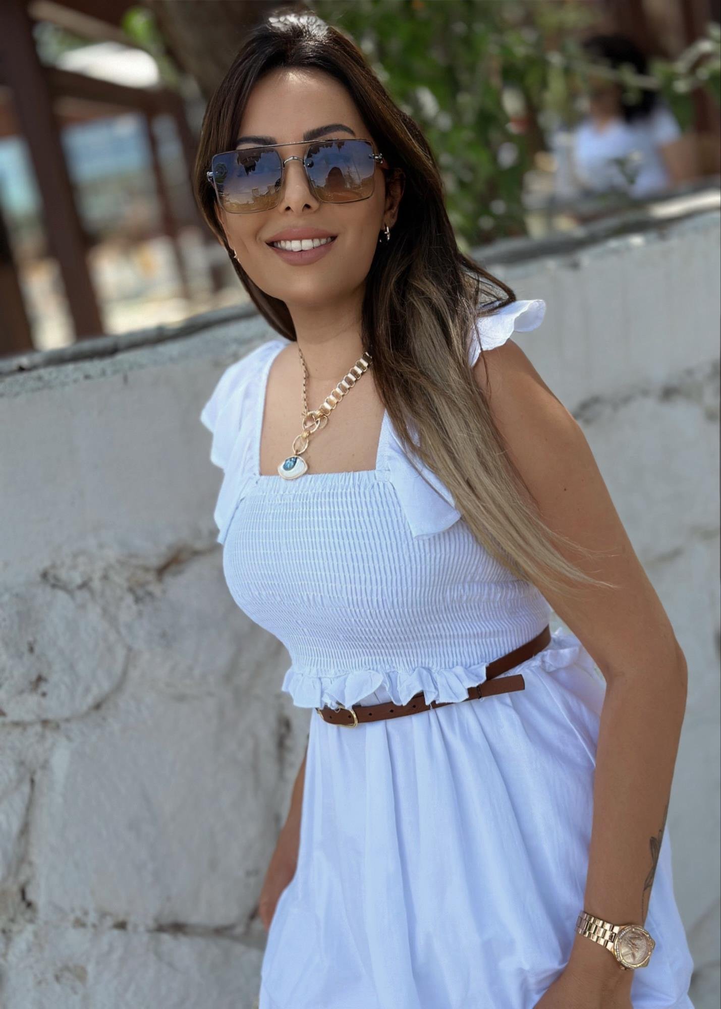 Fırfır Askılı Gipeli Beyaz Maxiboy ElbiseYeni Gelenler ModayFırfır Askılı Gipeli Beyaz Maxiboy Elbise