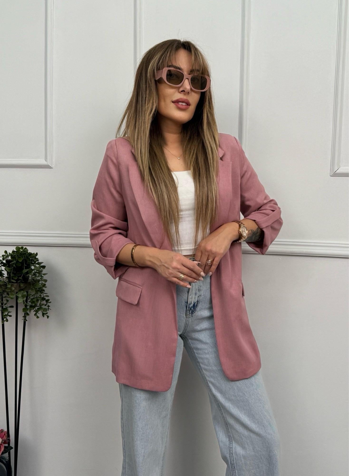 Kol Katlamalı Gülkurusu Blazer CeketYeni Gelenler ModayKol Katlamalı Gülkurusu Blazer Ceket