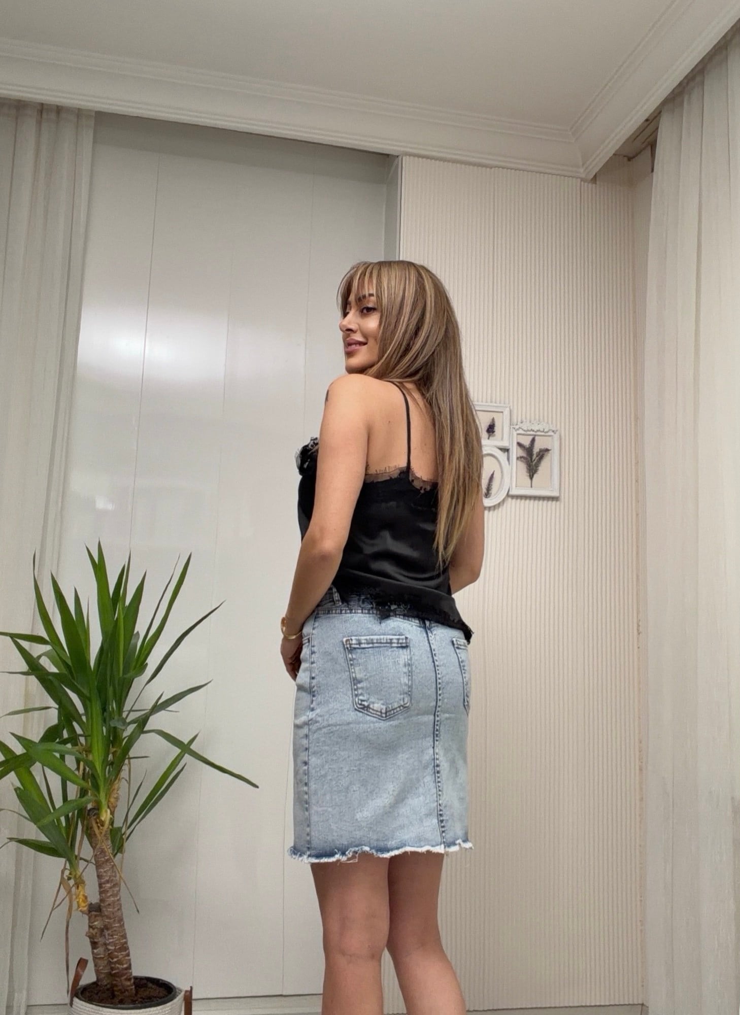 MODAYBUTİKBuz Mavisi Denim Kalem Etek 
