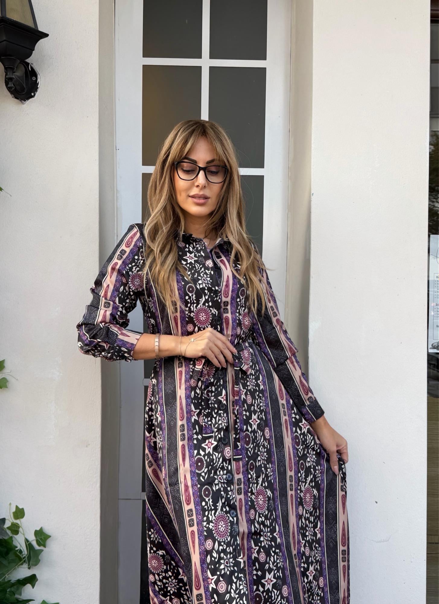 MODAYBUTİKGarden Aura Etnik Desen Maxi Elbise