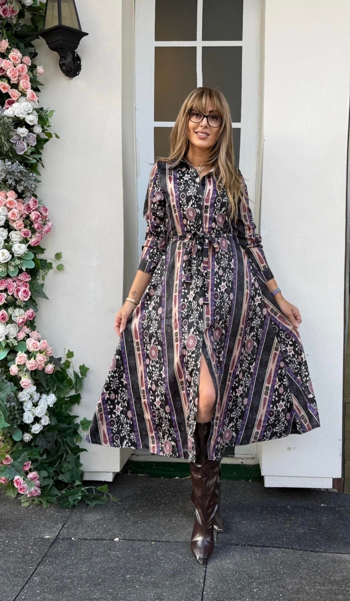 MODAYBUTİKGarden Aura Etnik Desen Maxi Elbise
