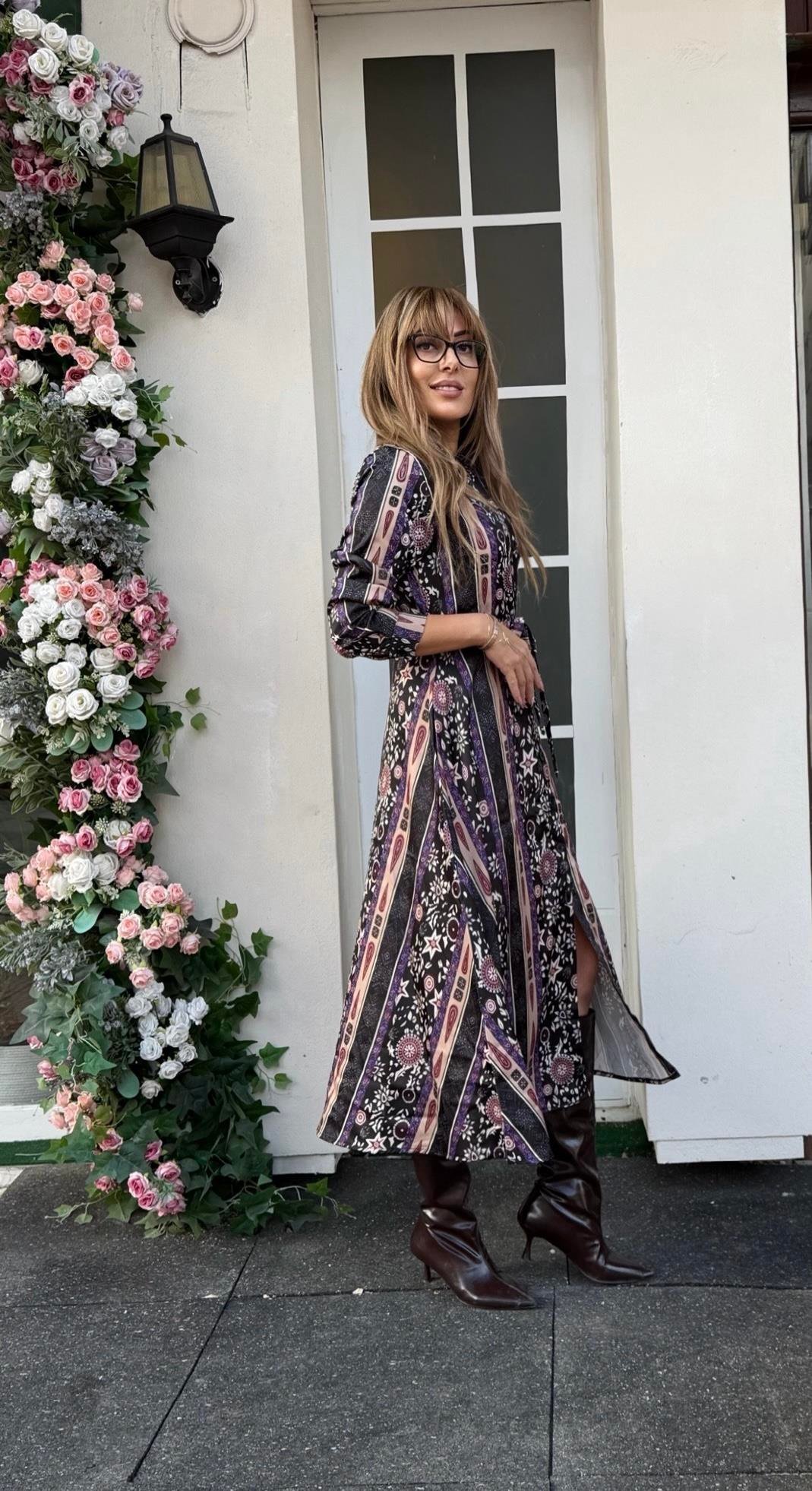 MODAYBUTİKGarden Aura Etnik Desen Maxi Elbise