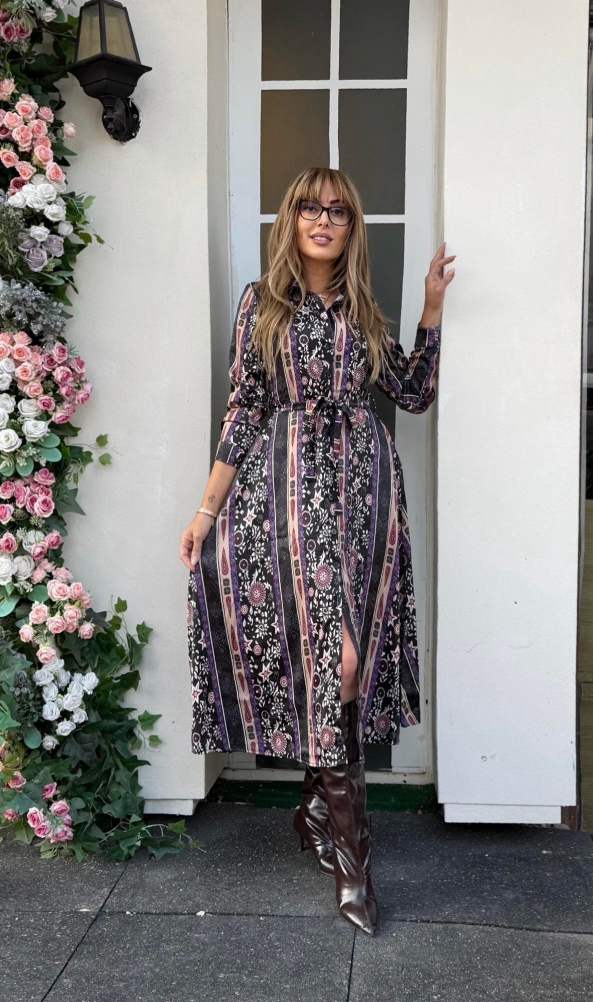 MODAYBUTİKGarden Aura Etnik Desen Maxi Elbise