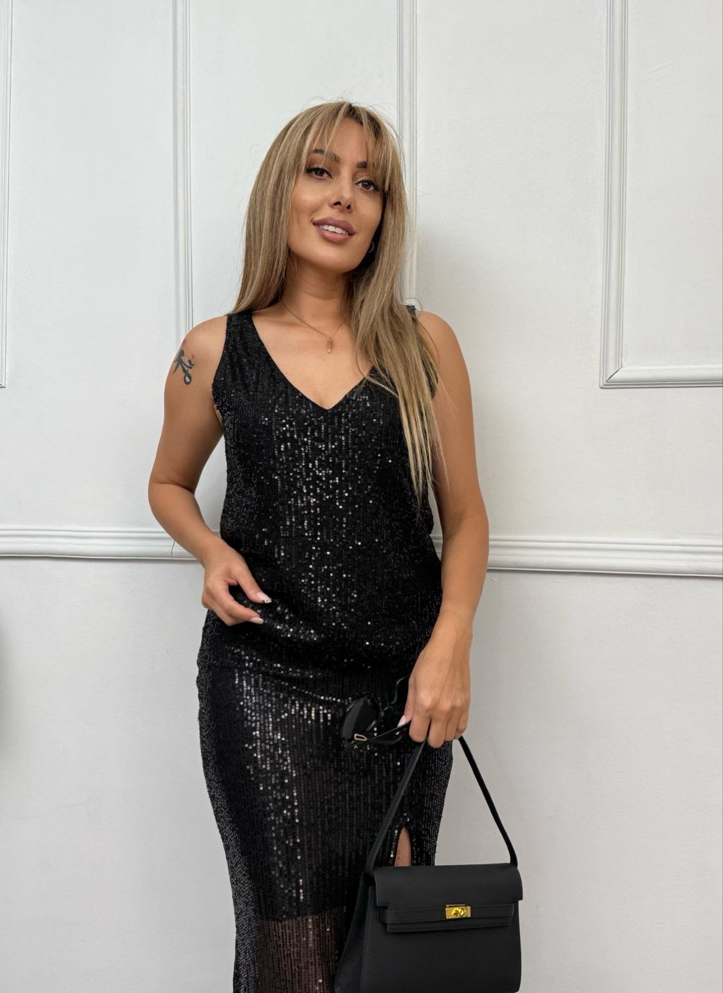 MODAYBUTİKGlitter Siyah Payetli Bluz 