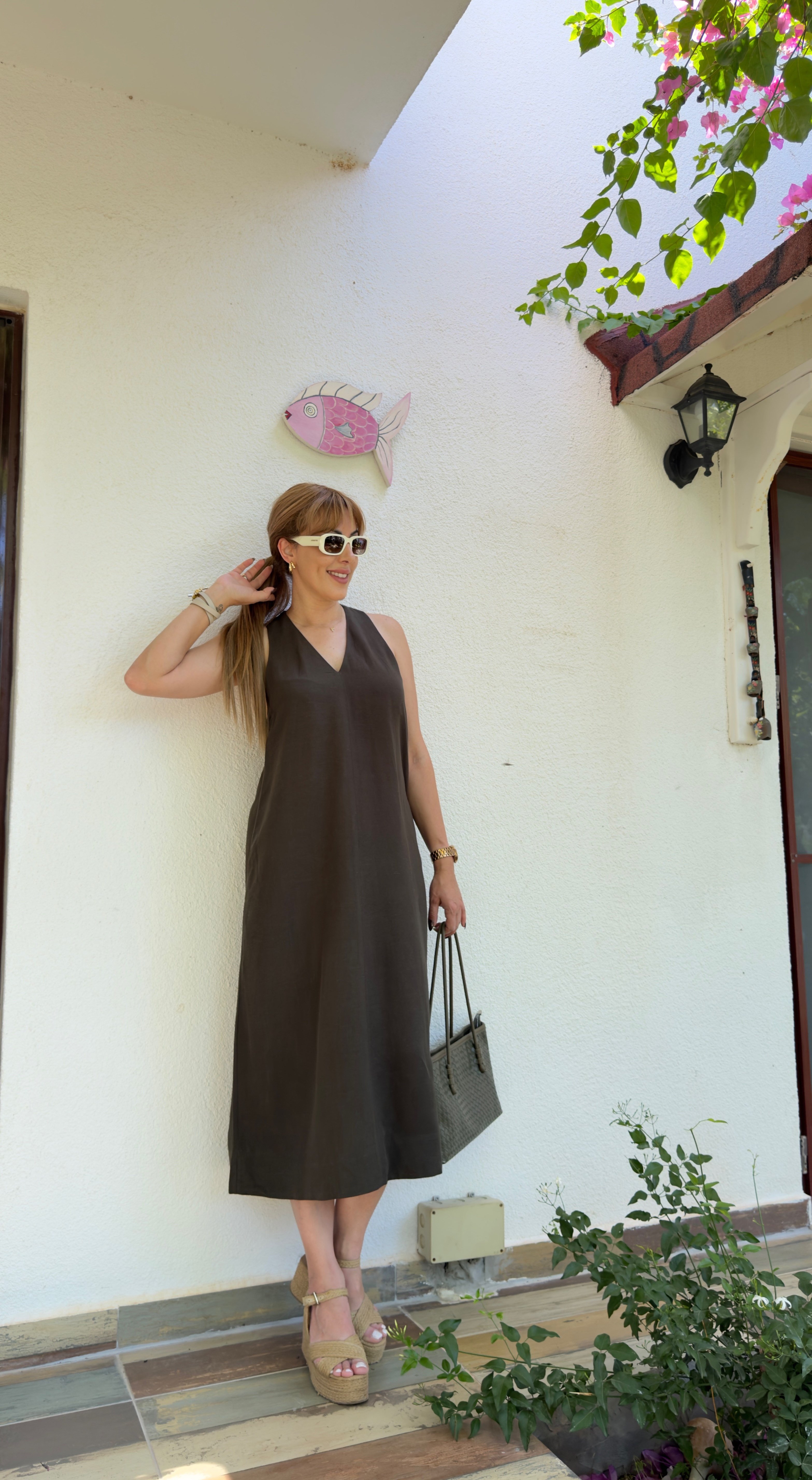 MODAYBUTİKHaki Keten Elbise 