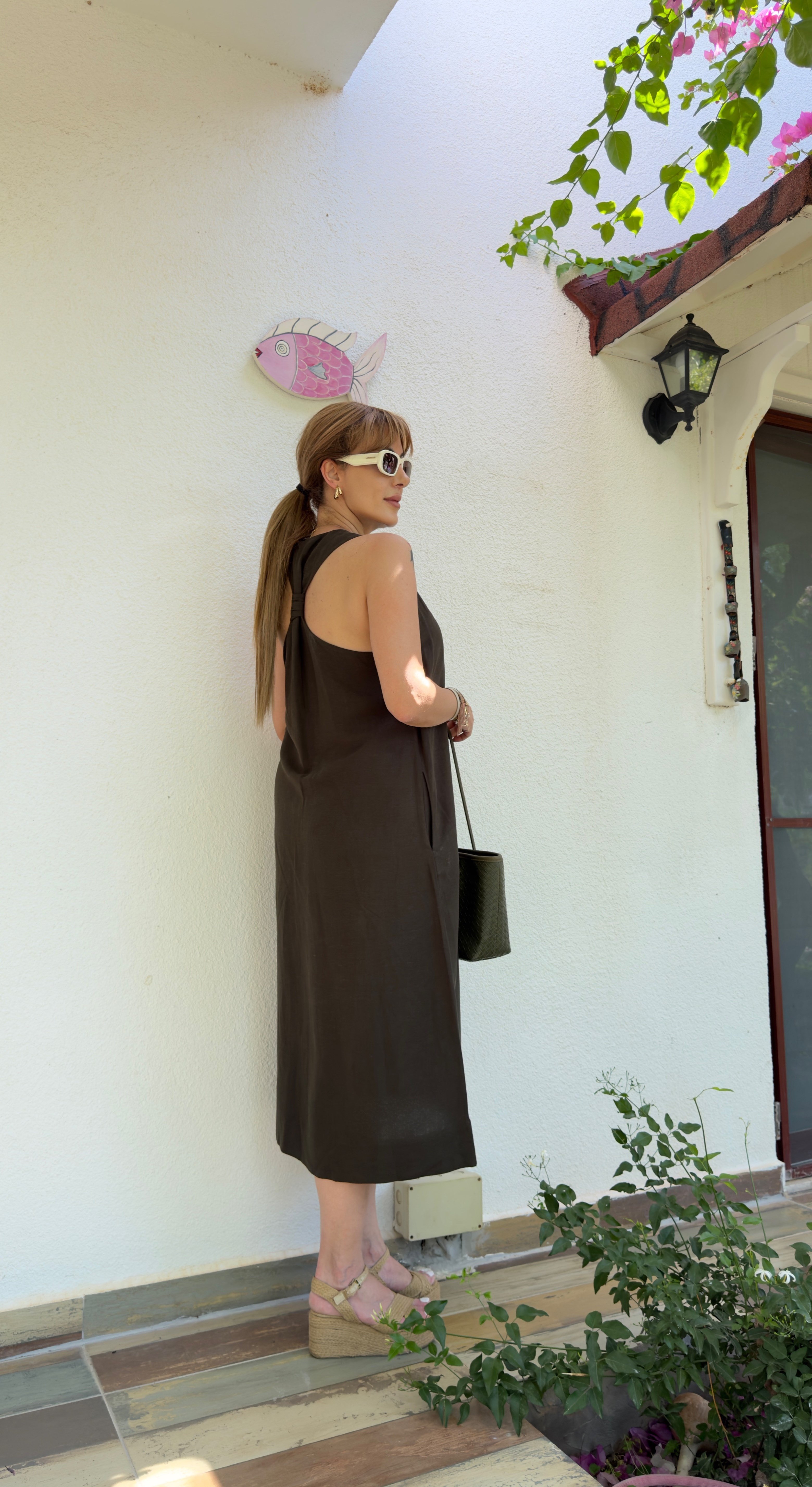 MODAYBUTİKHaki Keten Elbise 