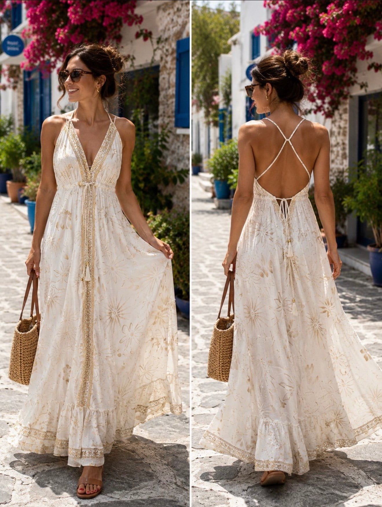 MODAYBUTİKİpek Varak Detay Otantik Maxi Elbise