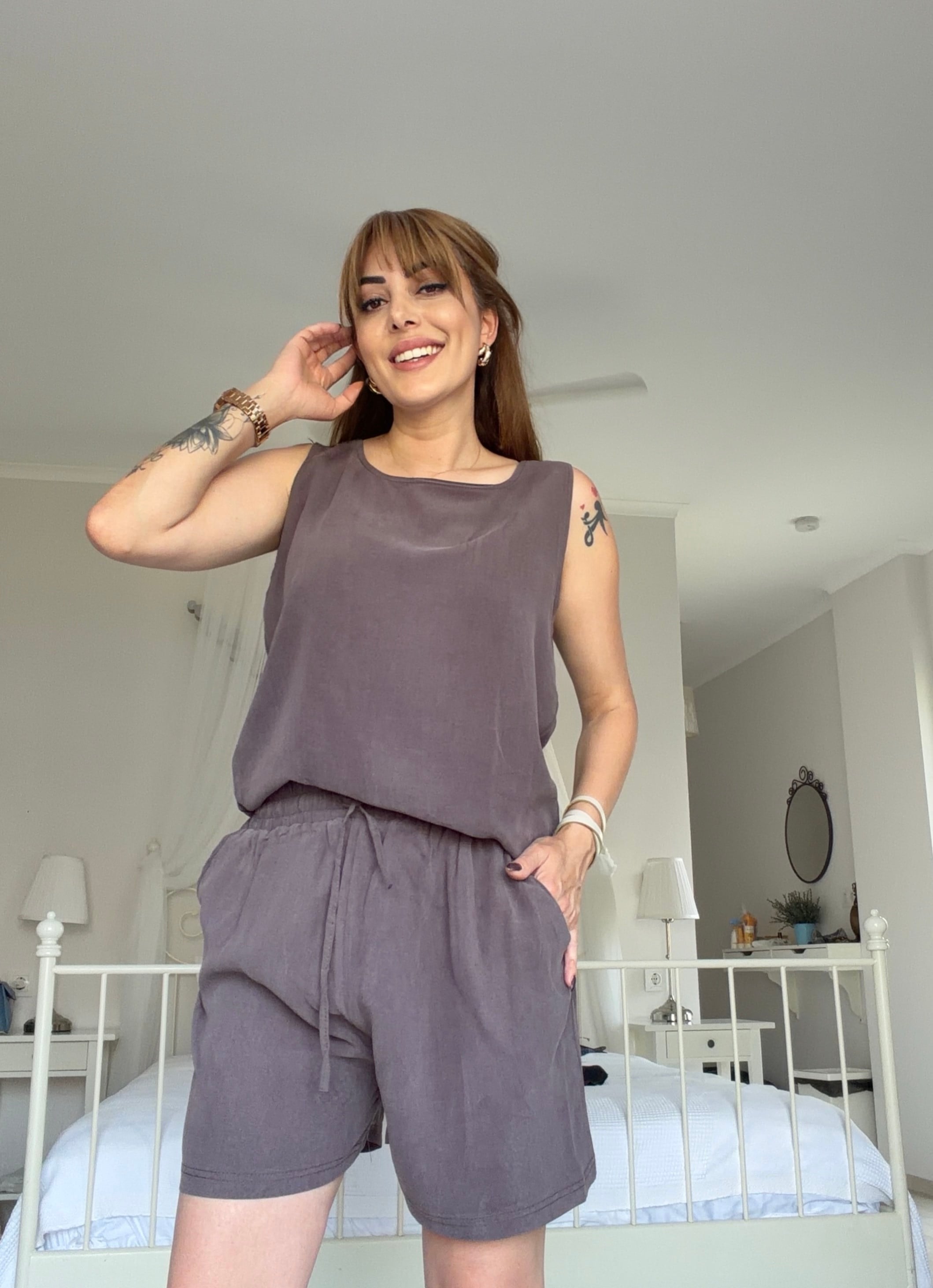 MODAYBUTİKKahve Modal Şortlu Takım
