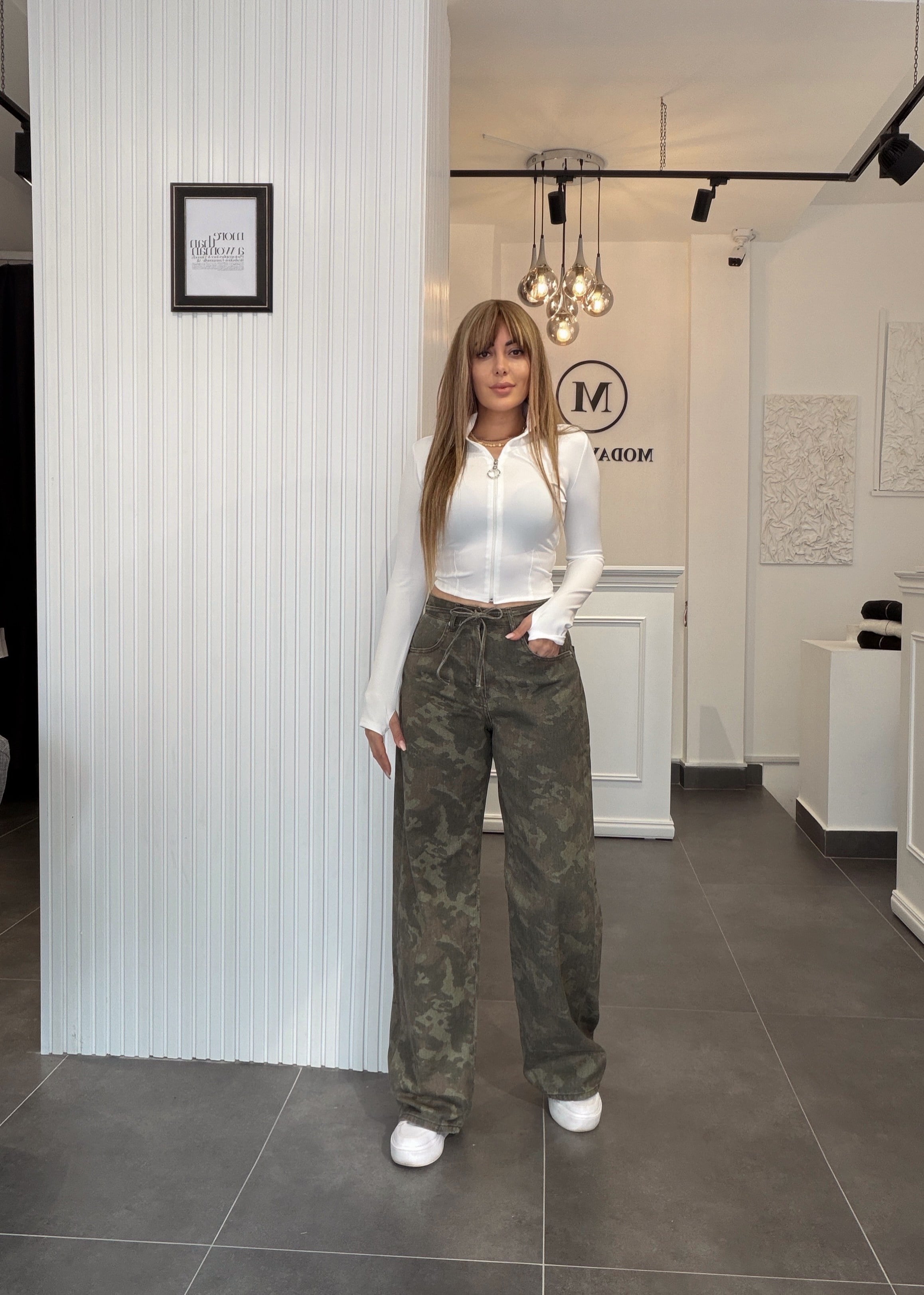 MODAYBUTİKKamuflaj Denim Bağcıklı Pantolon