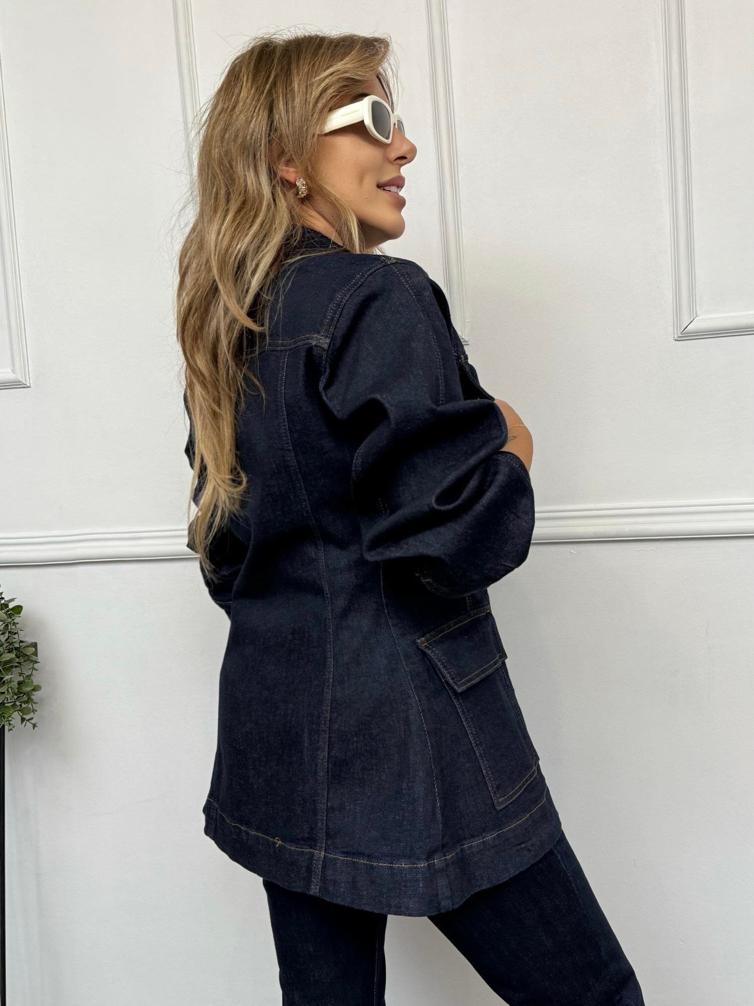 MODAYBUTİKKoyu İndigo Denim Ceket 