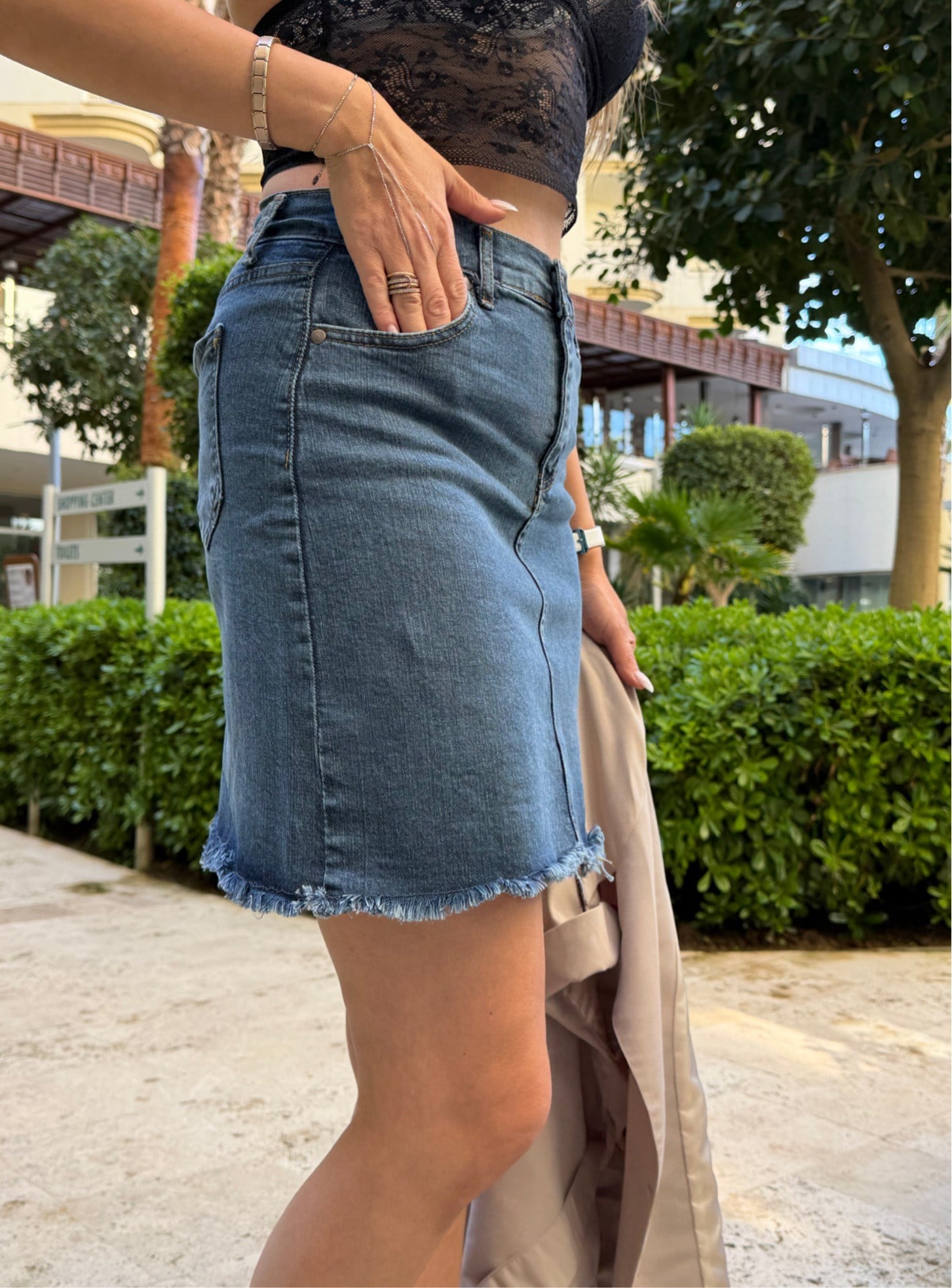 MODAYBUTİKLaci Denim Likralı Kalem Etek