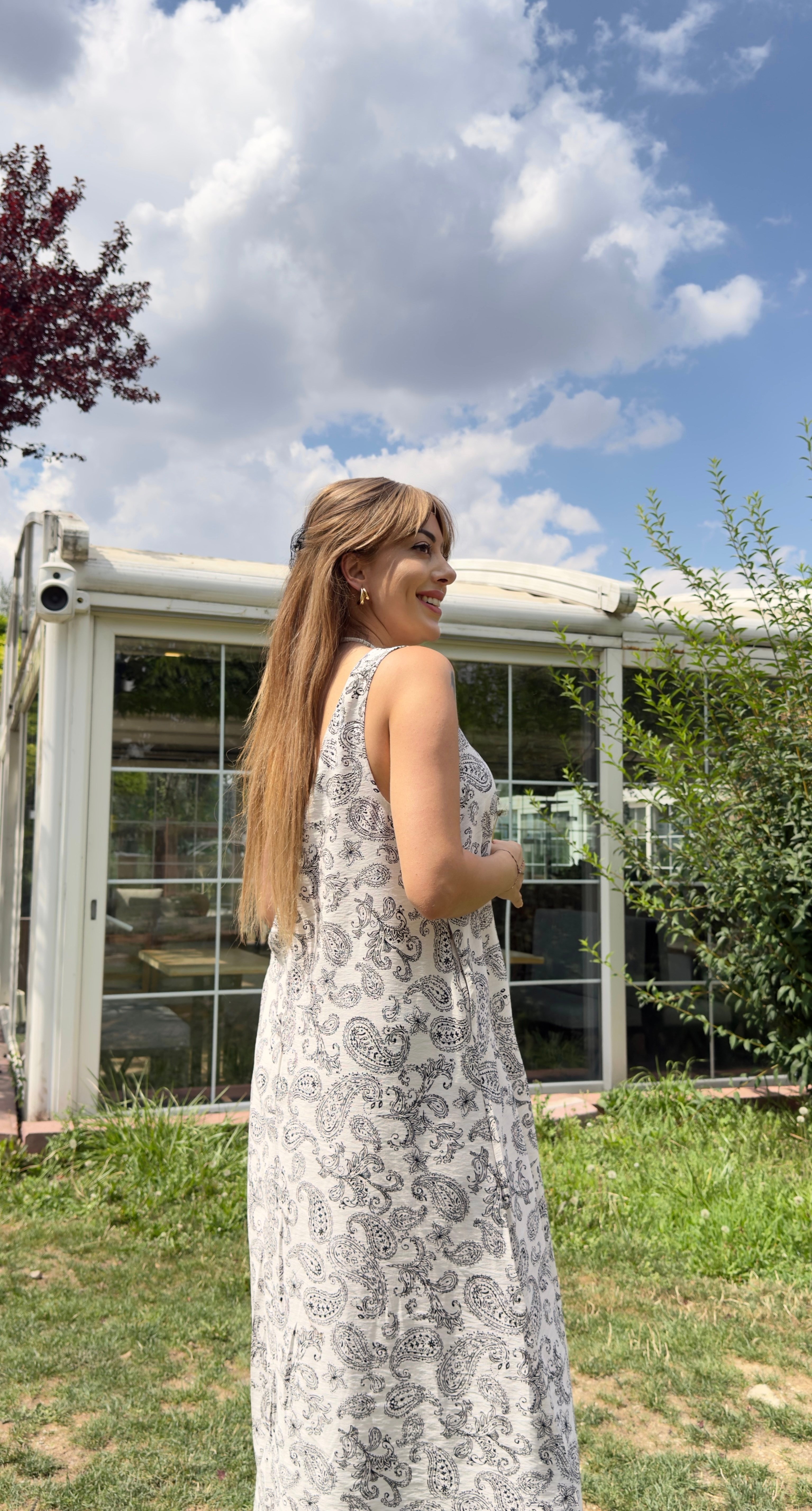 MODAYBUTİKLuna Paisley Desenli Salaş Maxi Elbise 