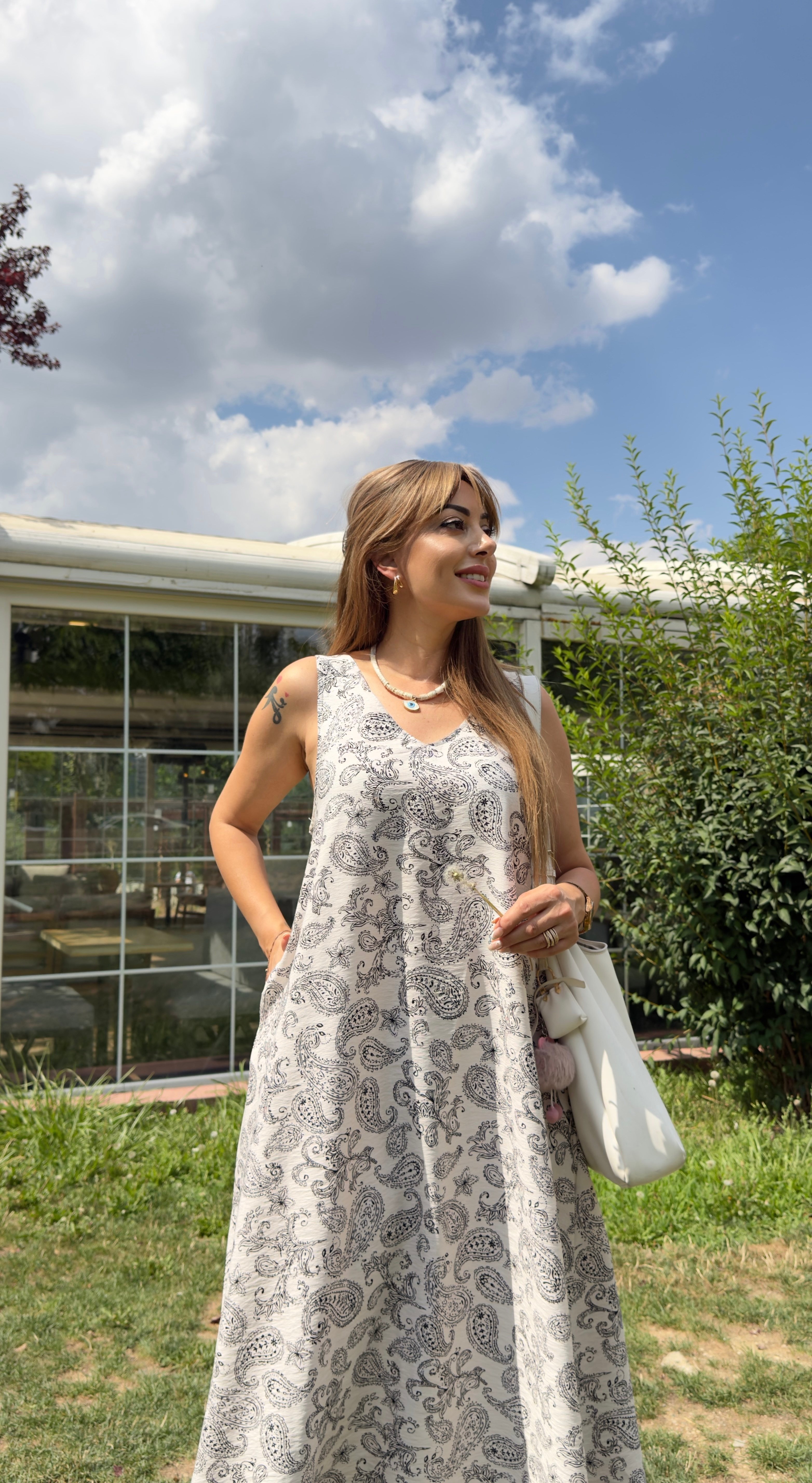 MODAYBUTİKLuna Paisley Desenli Salaş Maxi Elbise 