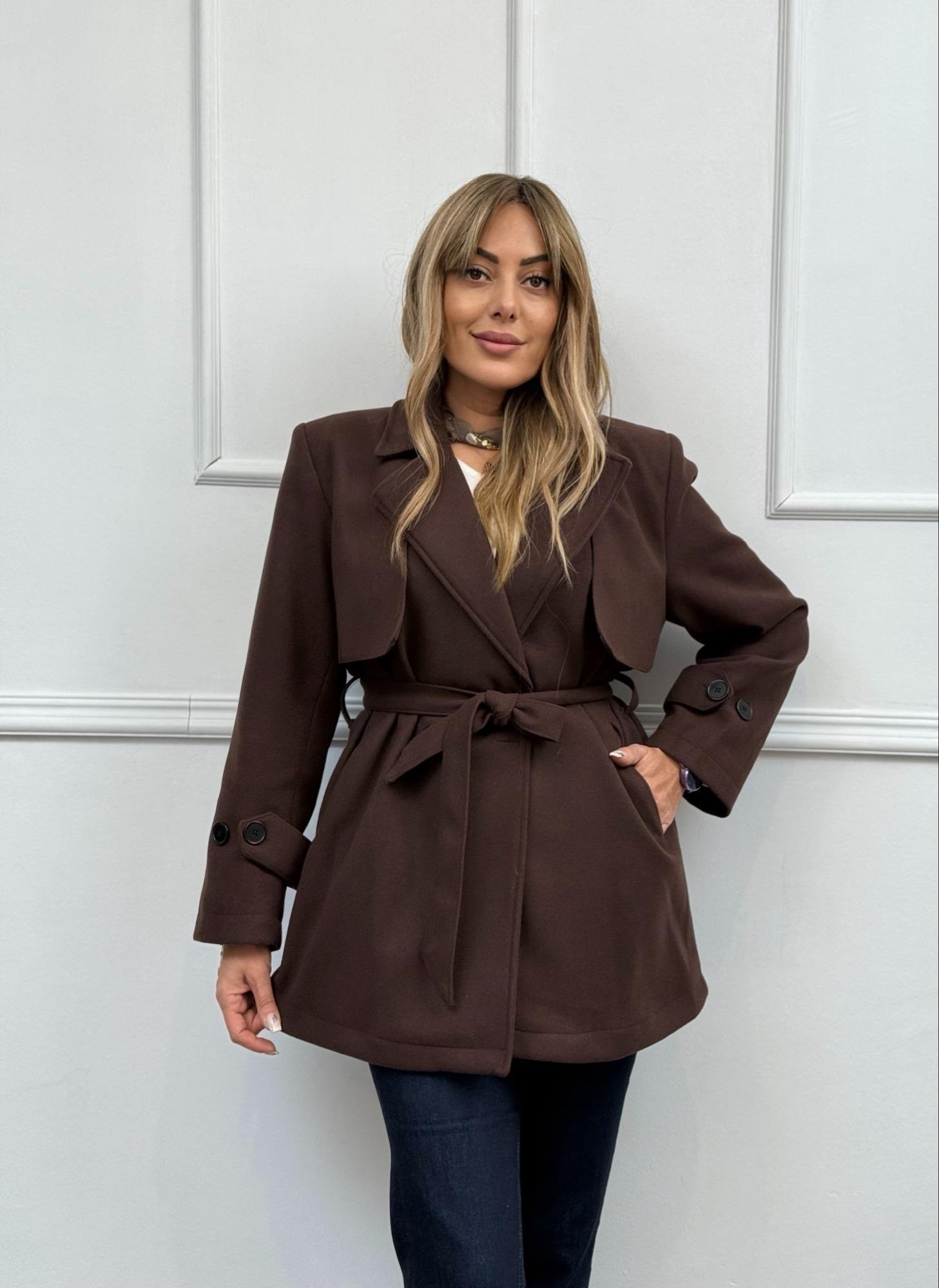 MODAYBUTİKMinimal Acı Kahve Kaşe Kaban