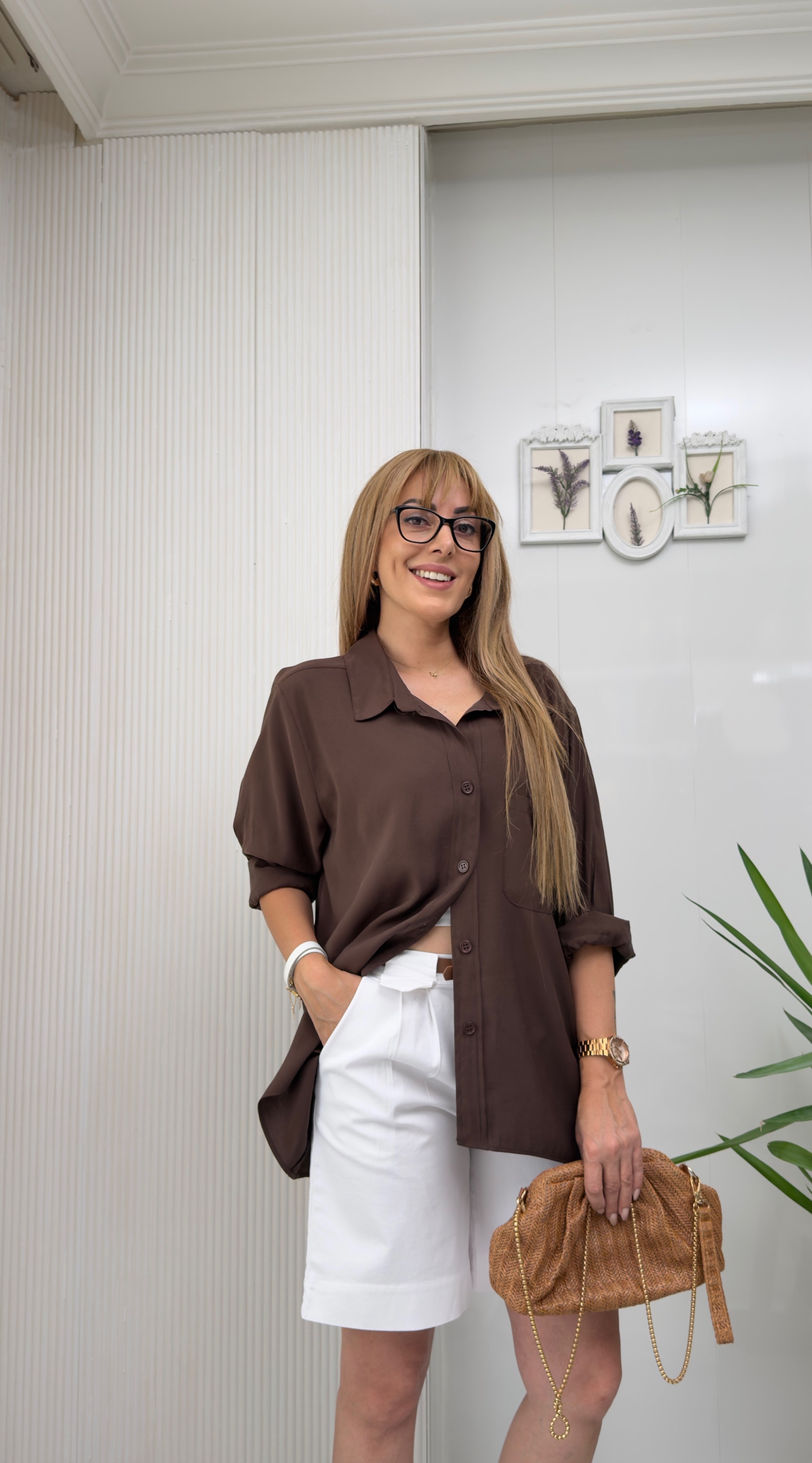 MODAYBUTİKModal Rahat Kesim Acı Kahve Gömlek