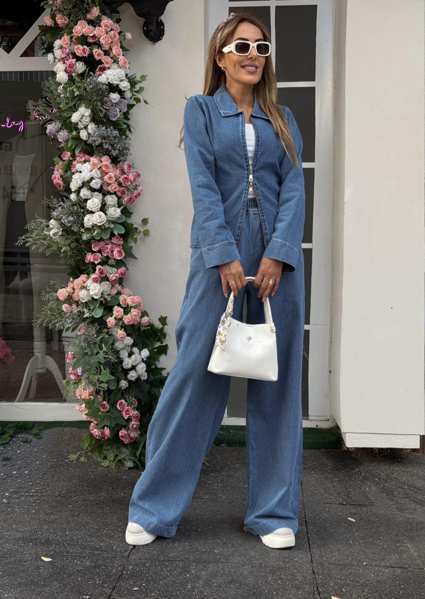 MODAYBUTİKModern Jean Ceket Pantolon Takım