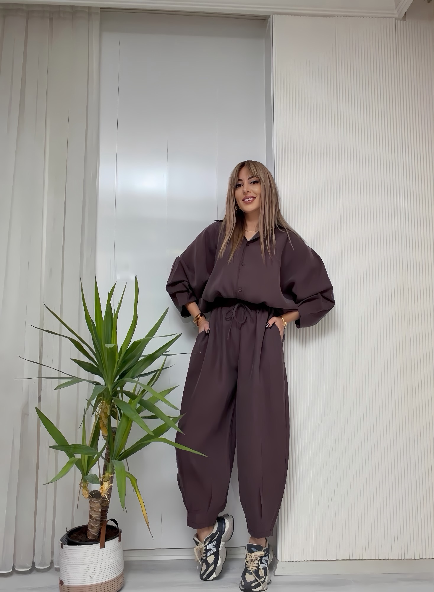 MODAYBUTİKNatural Flow Mürdüm Tencel İkili Takım