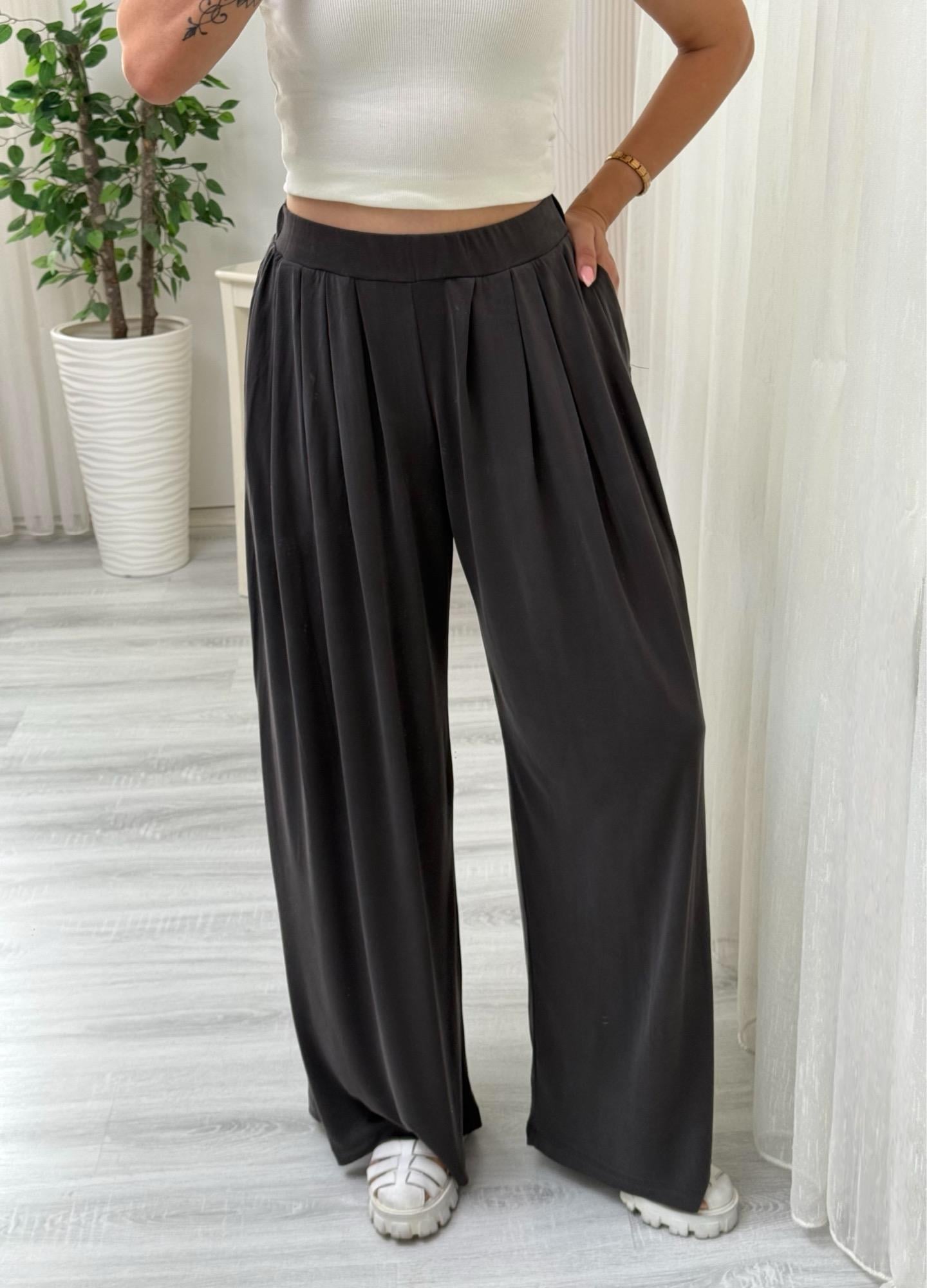 MODAYBUTİKPileli Modal Kumaş Palazzo Pantolon 