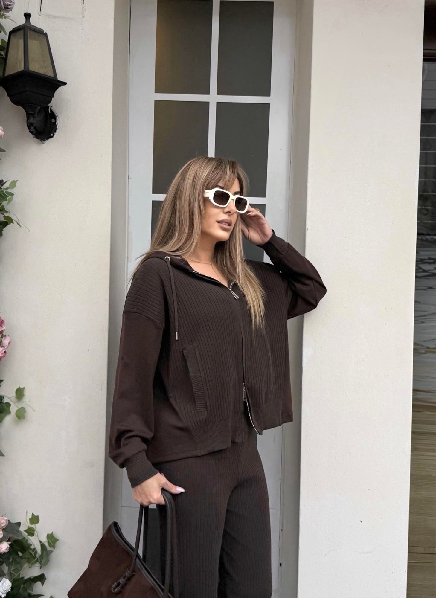 MODAYBUTİKPremium Acı Kahve Modal Triko Takım