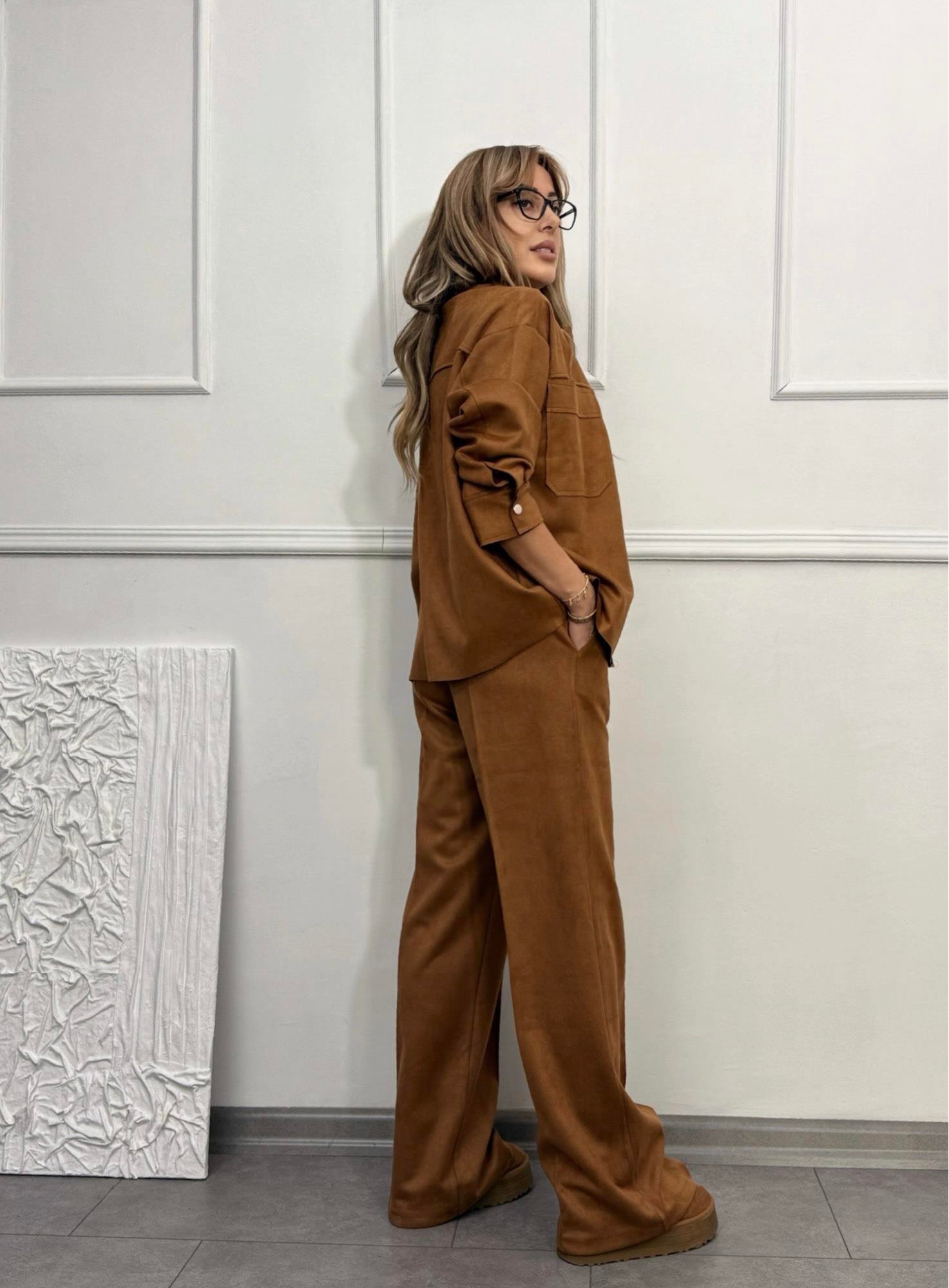MODAYBUTİKPremium Kahve Nubuk Ceket Pantolon Takım