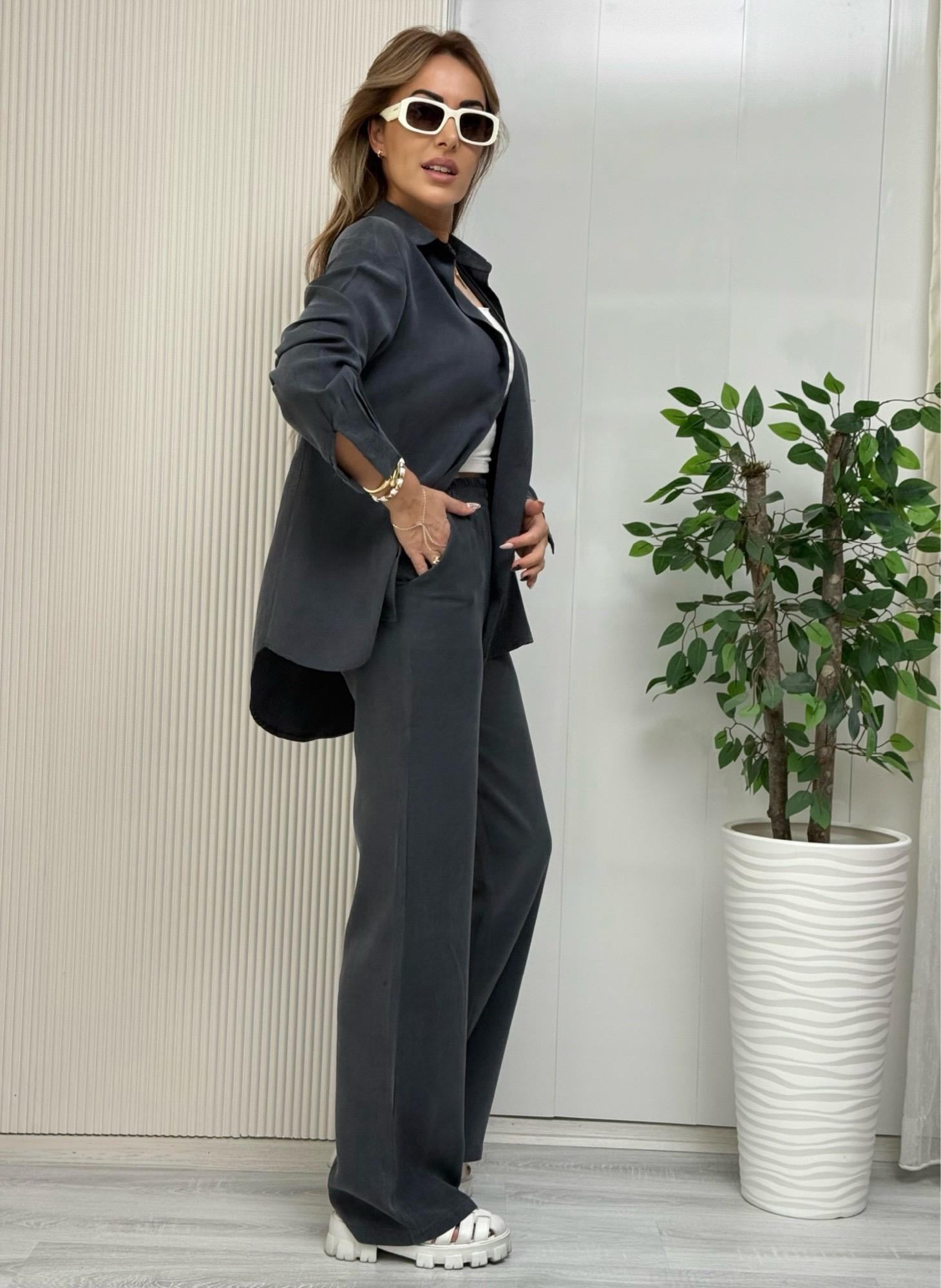 MODAYBUTİKPremium Pamuklu Füme Gömlek Pantolon Takım