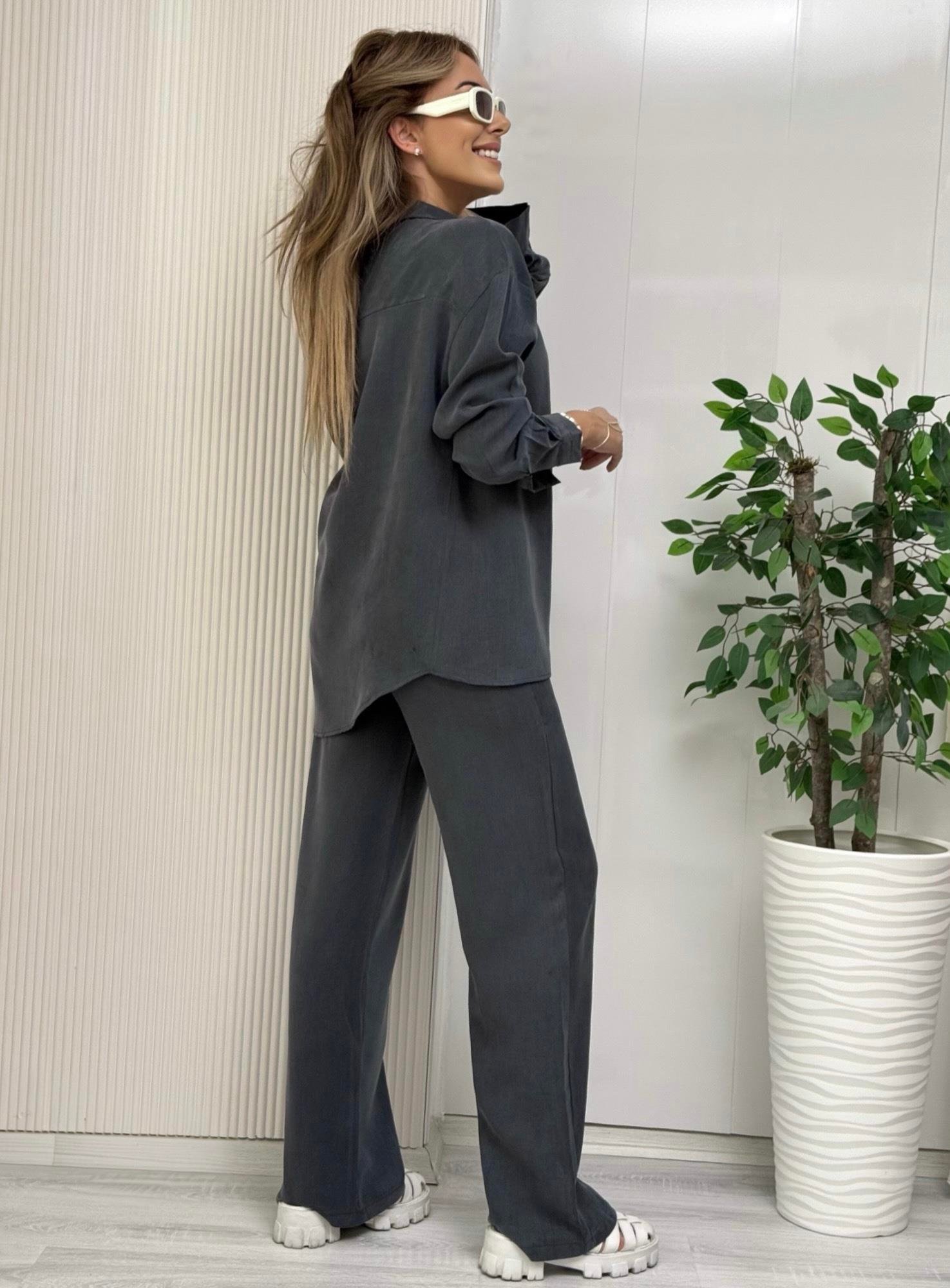 MODAYBUTİKPremium Pamuklu Füme Gömlek Pantolon Takım