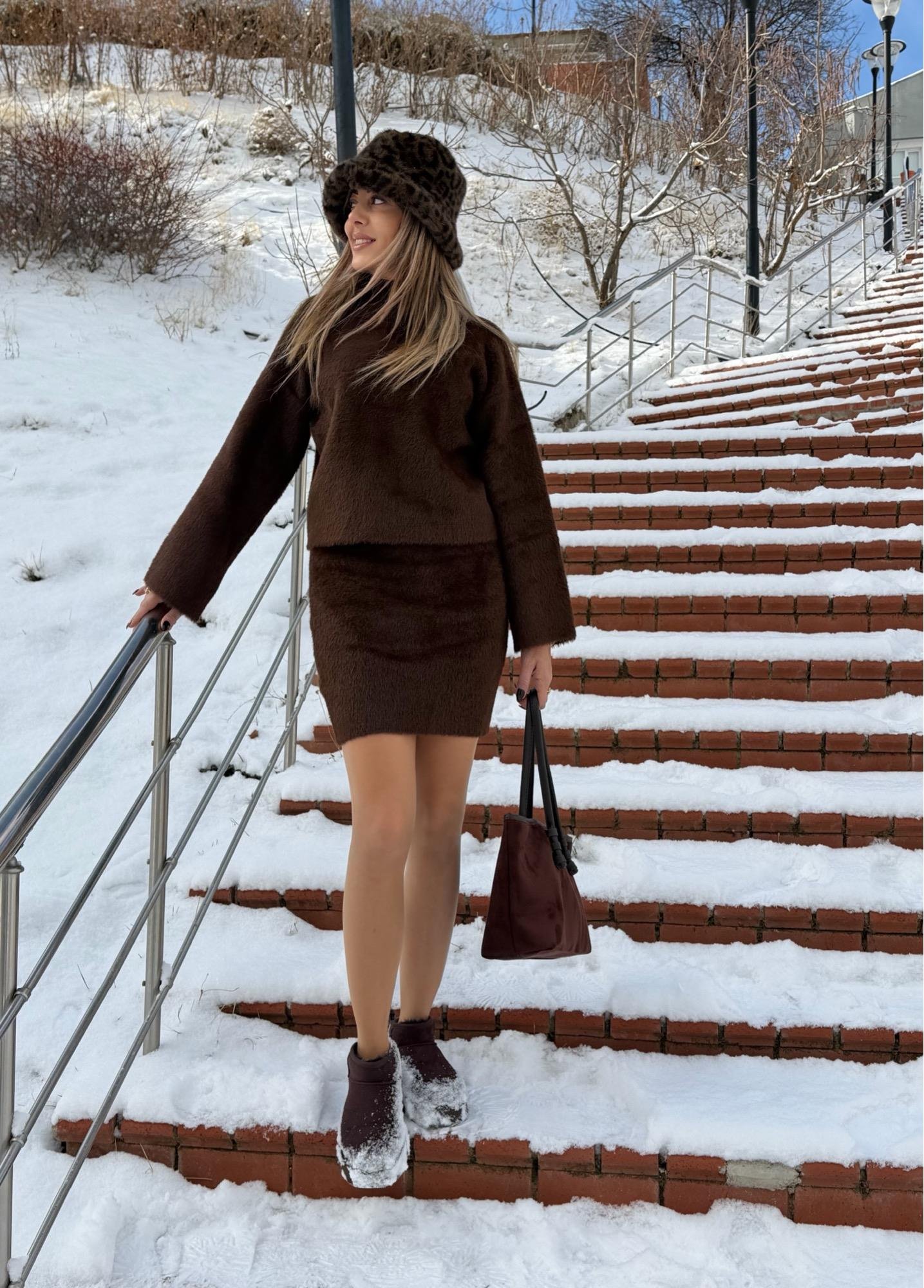 MODAYBUTİKSoft Winter Acı Kahve Kaşmir Takım