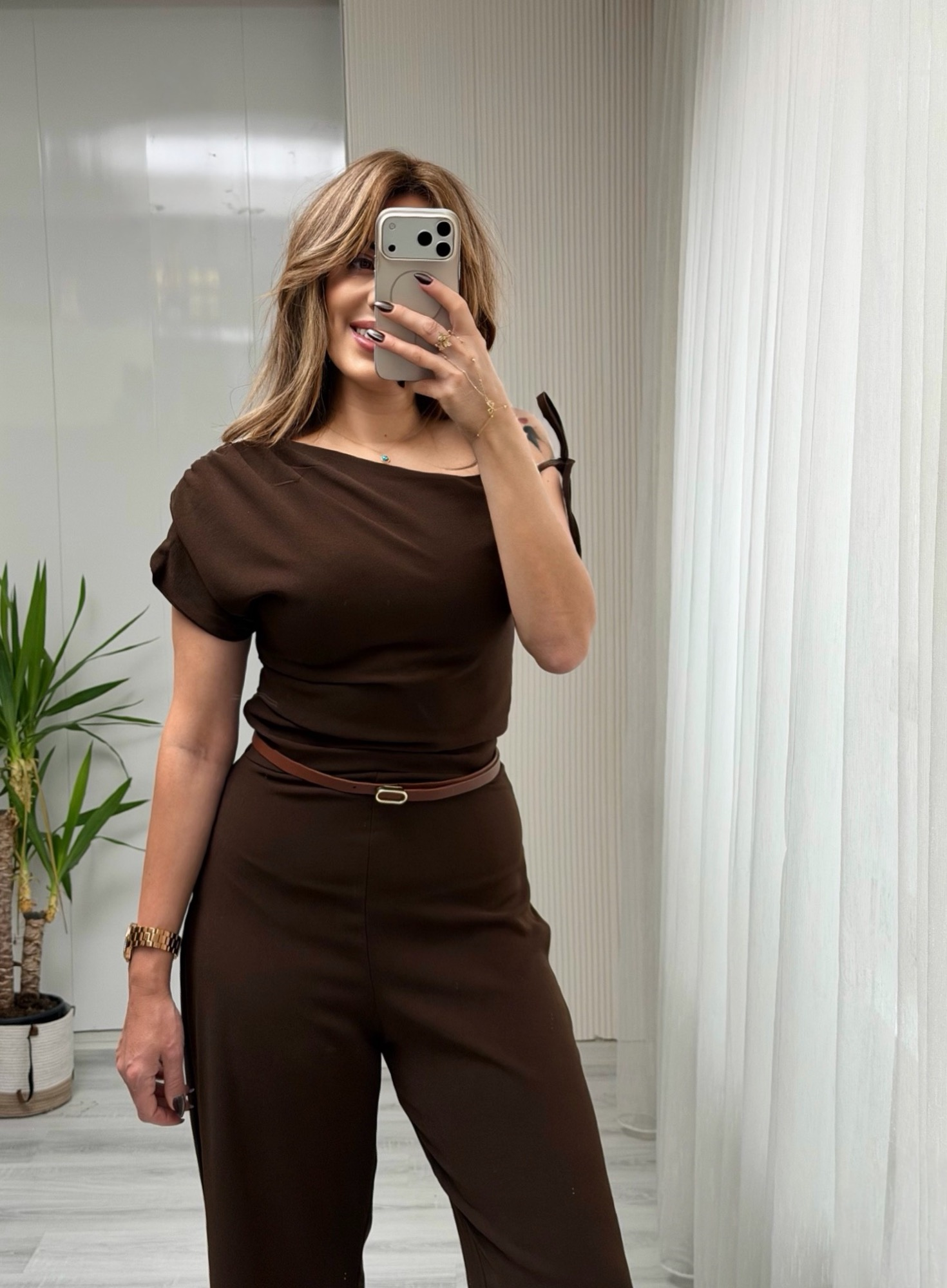 MODAYBUTİKValeria Acı Kahve İp Detaylı Tulum 