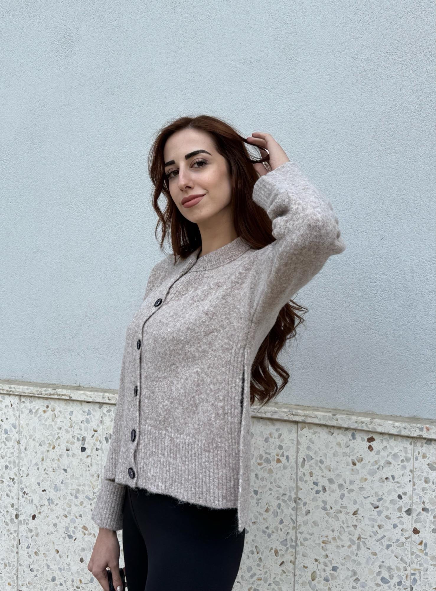 MODAYBUTİKYan Yırtmaçlı Yumuşak Dokulu Vizon Triko Hırka