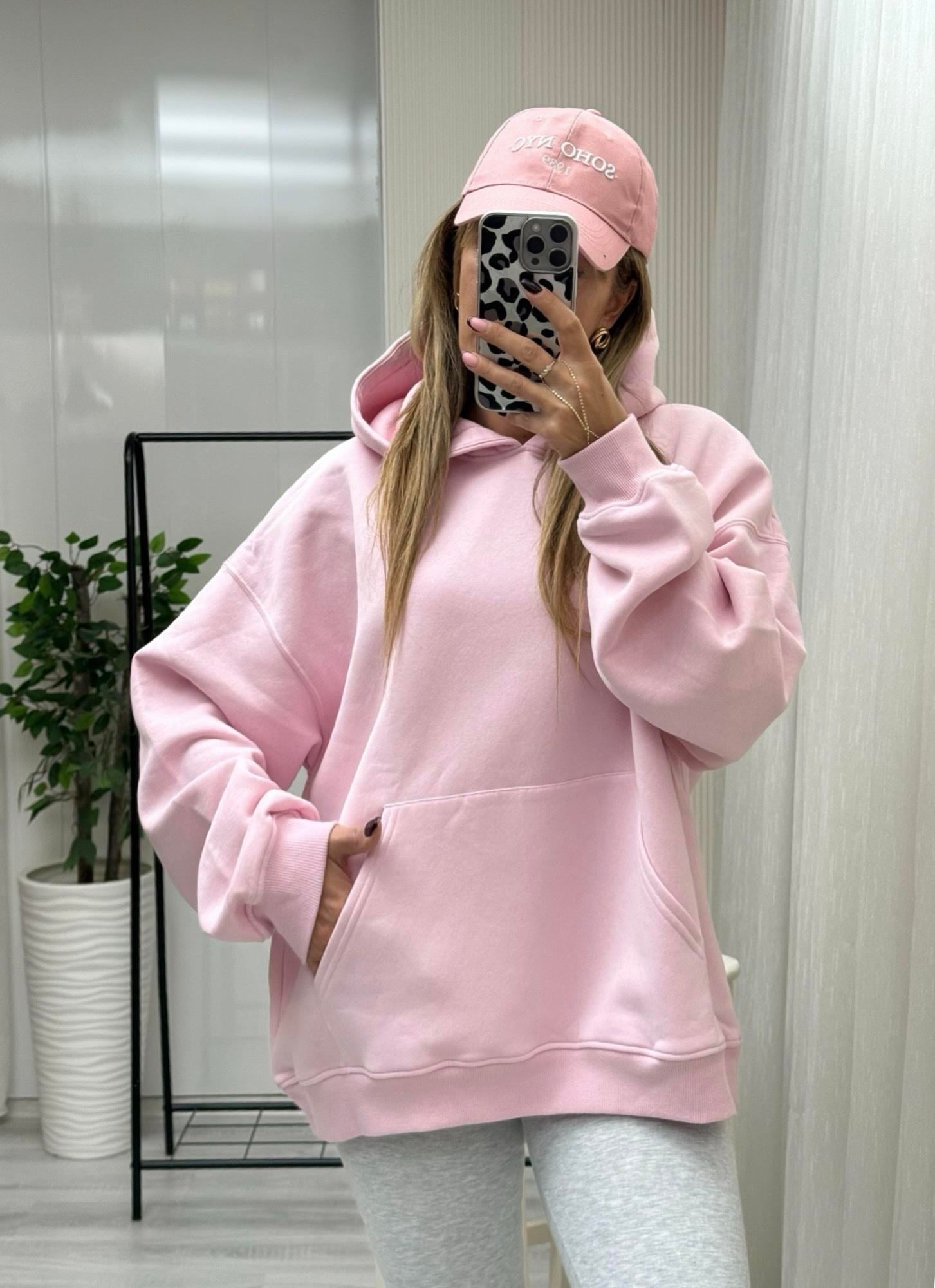 Oversize Şeker Pembesi Kapşonlu SweatshirtYeni Gelenler ModayOversize Şeker Pembesi Kapşonlu Sweatshirt