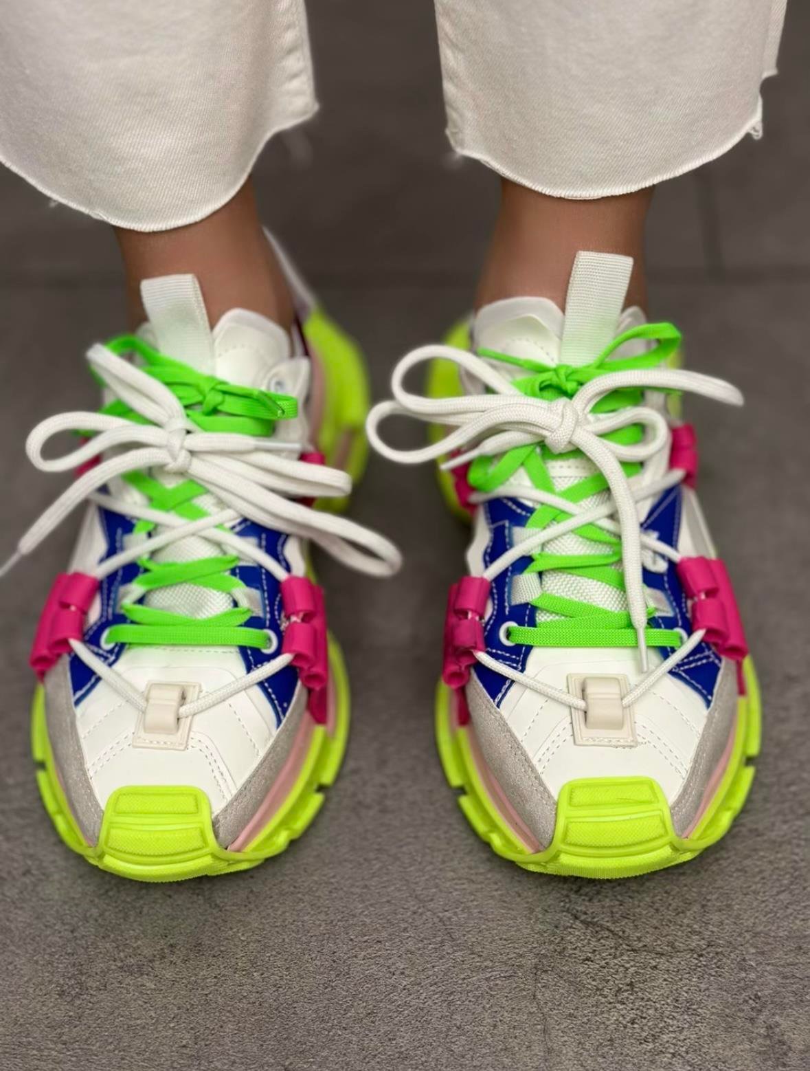 Renkli Neon Yeşil Fuşya Sneaker Kadın Spor AyakkabıYeni Gelenler ModayRenkli Neon Yeşil Fuşya Sneaker Kadın Spor Ayakkabı