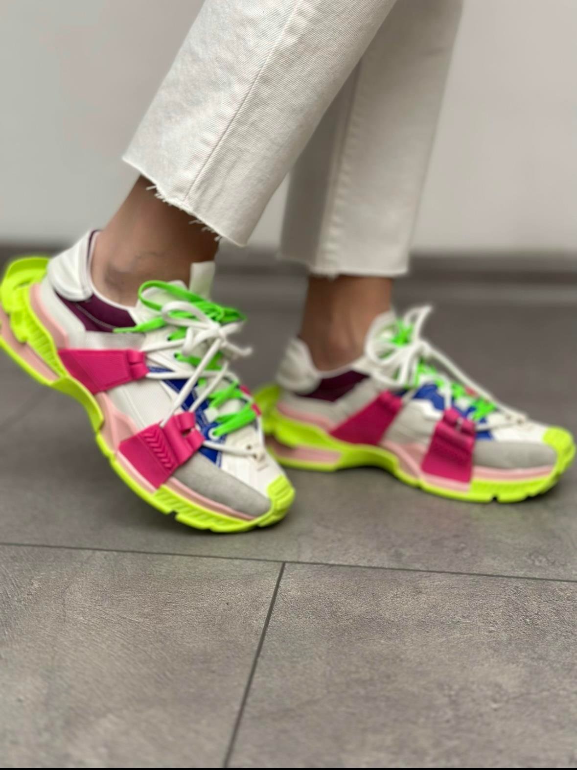 Renkli Neon Yeşil Fuşya Sneaker Kadın Spor AyakkabıYeni Gelenler ModayRenkli Neon Yeşil Fuşya Sneaker Kadın Spor Ayakkabı