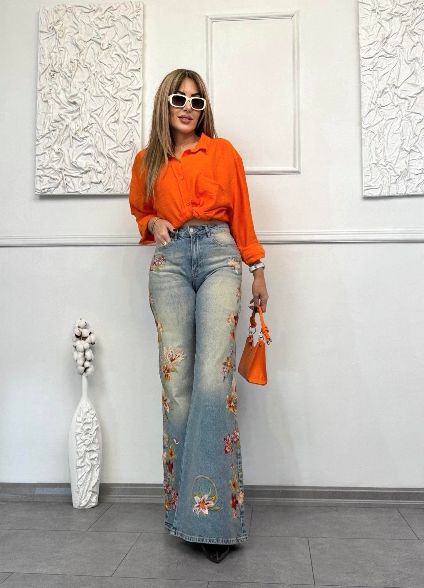 Rosella Nakışlı Wide Leg Denim JeanYeni Gelenler ModayRosella Nakışlı Wide Leg Denim Jean