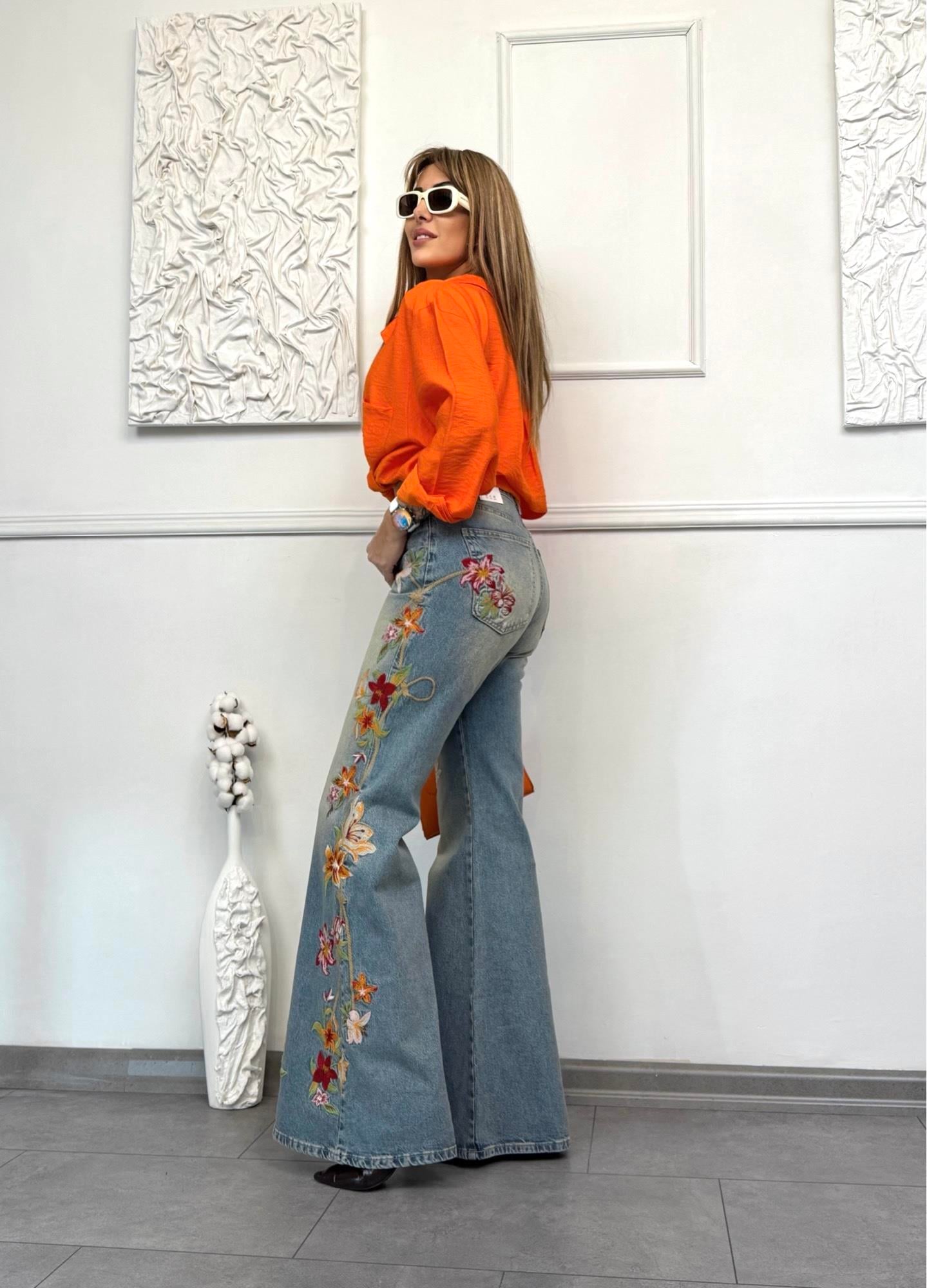 Rosella Nakışlı Wide Leg Denim JeanYeni Gelenler ModayRosella Nakışlı Wide Leg Denim Jean