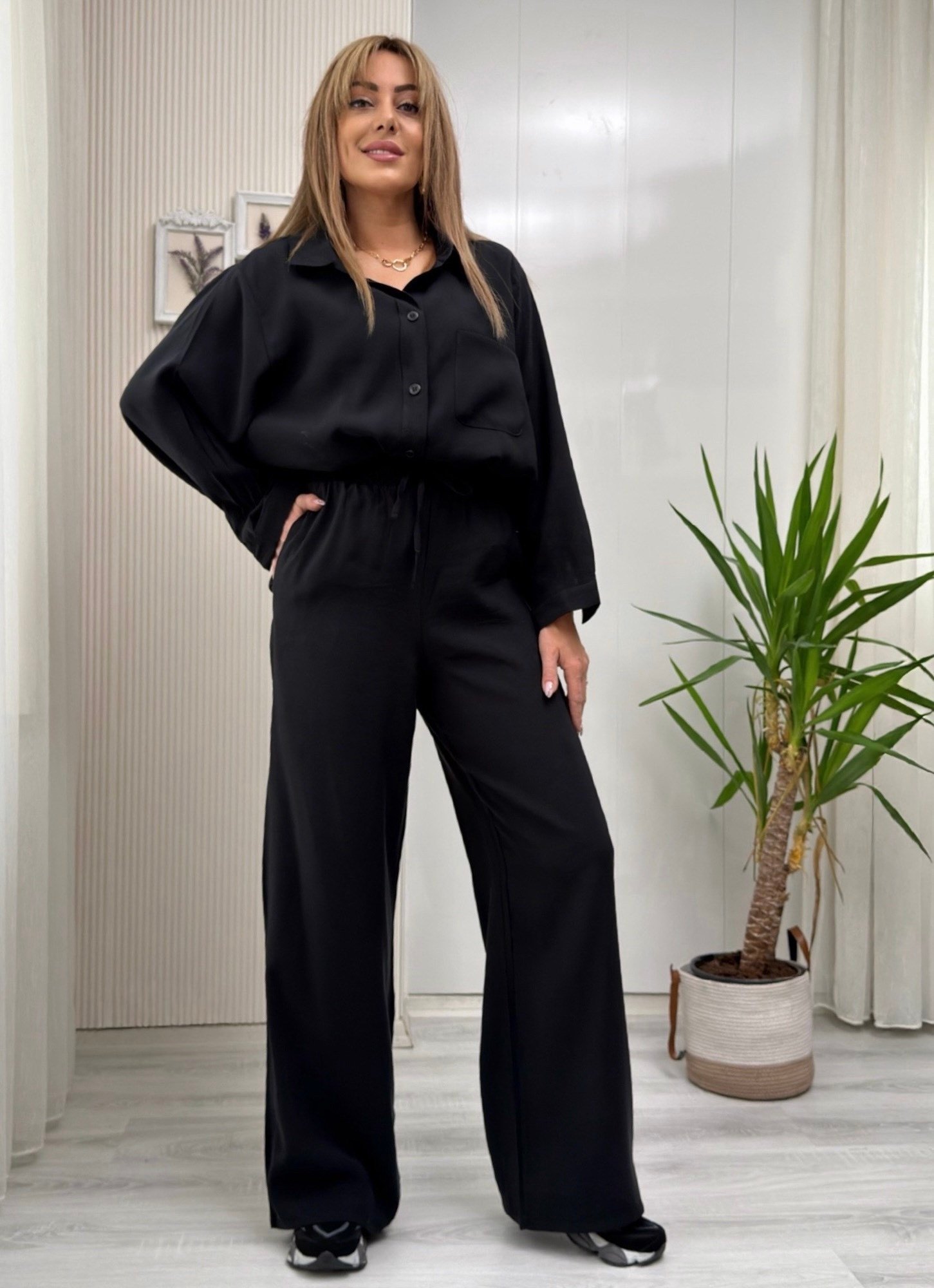 Royal Soft Siyah Pantolon Gömlek TakımYeni Gelenler ModayRoyal Soft Siyah Pantolon Gömlek Takım