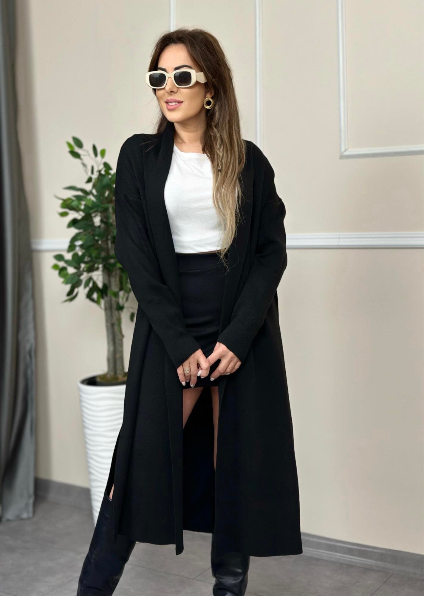Şal Yaka Siyah HırkaYeni Gelenler ModayPremium Şal Yaka Siyah Hırka
