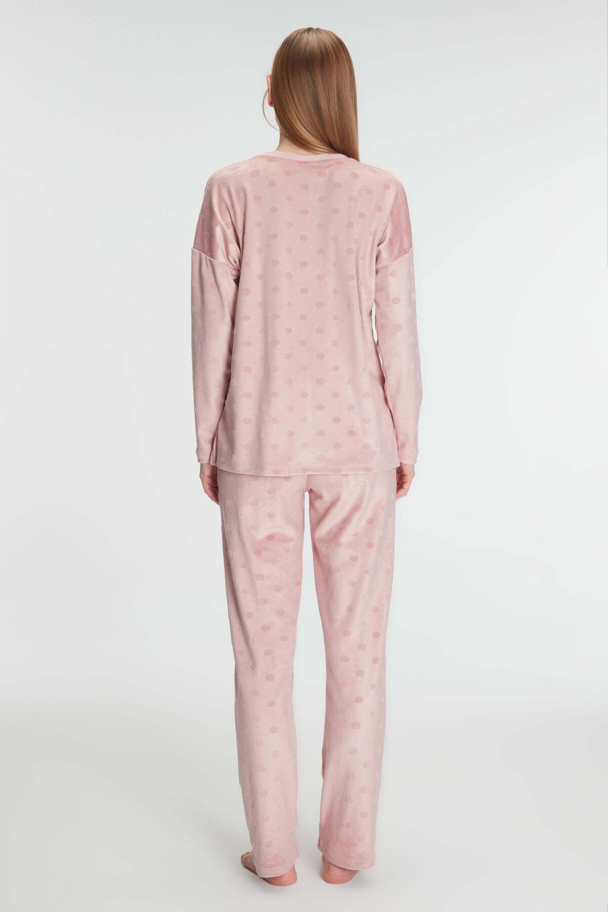 Anıl 11281 Kadın Uzun Kol V Yaka Sweatshirt ve Pantolon Takım Pijama Takımı