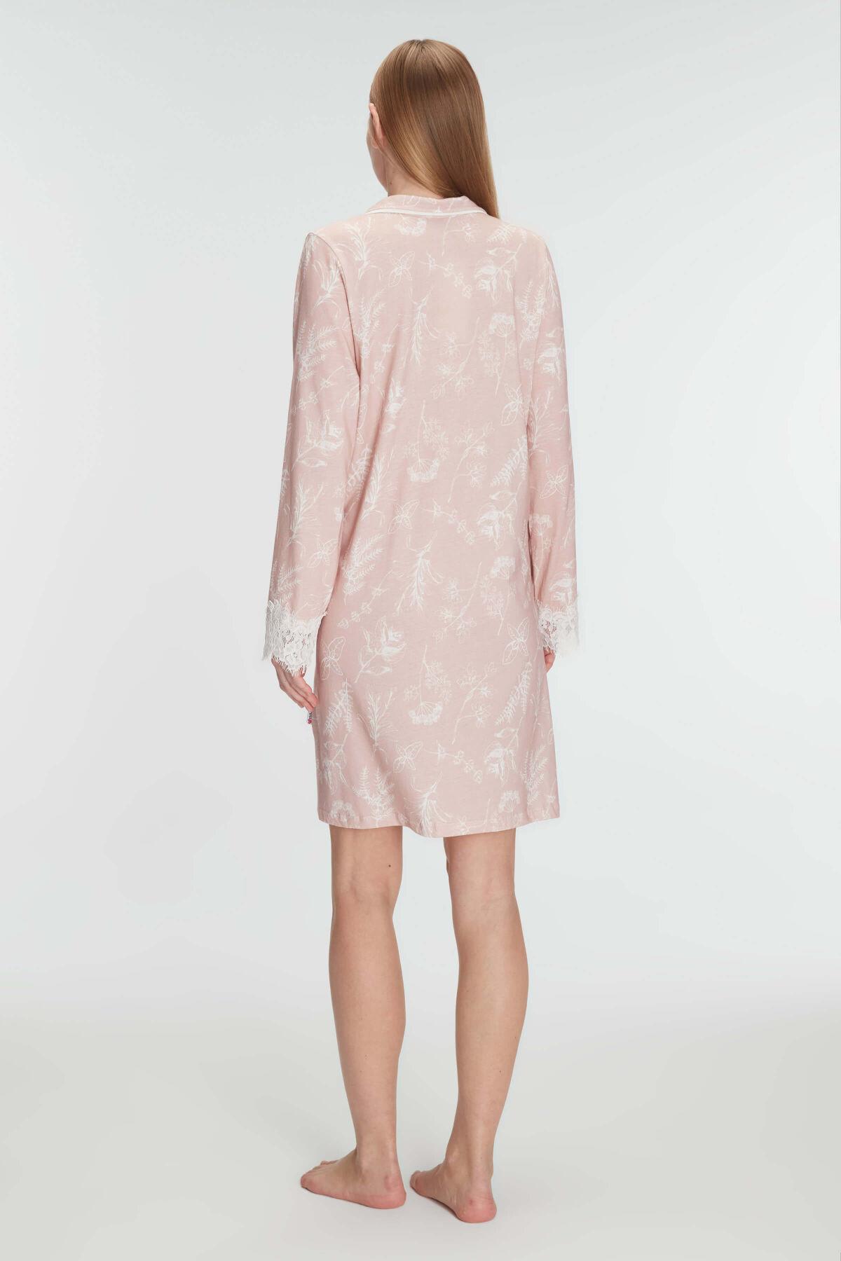 Anıl 11293 Kadın Cotton Modal Uzun Kol Gecelik