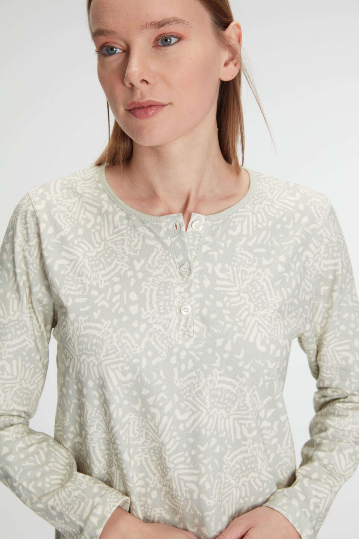 Anıl 11296 Kadın Pamuklu Uzun Kollu Gecelik