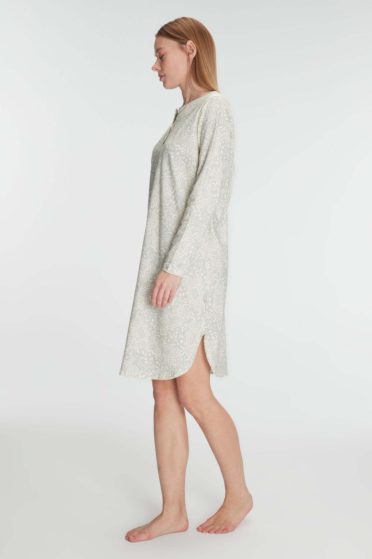 Anıl 11296 Kadın Pamuklu Uzun Kollu Gecelik
