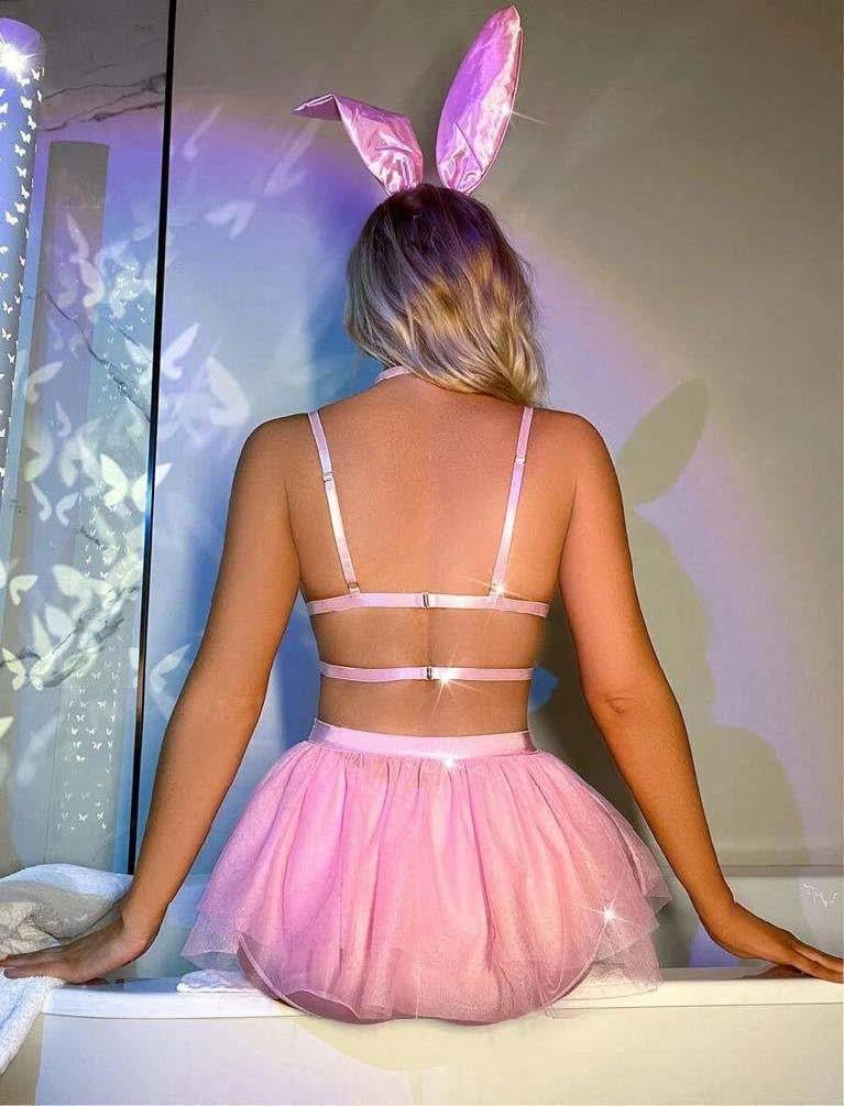 Aria's Closet Pembe Tütü Etekli Fantezi Tavşan Kotümü